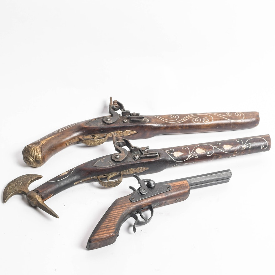 Collection of Reproduction Non-Functioning Flintlock Pistols