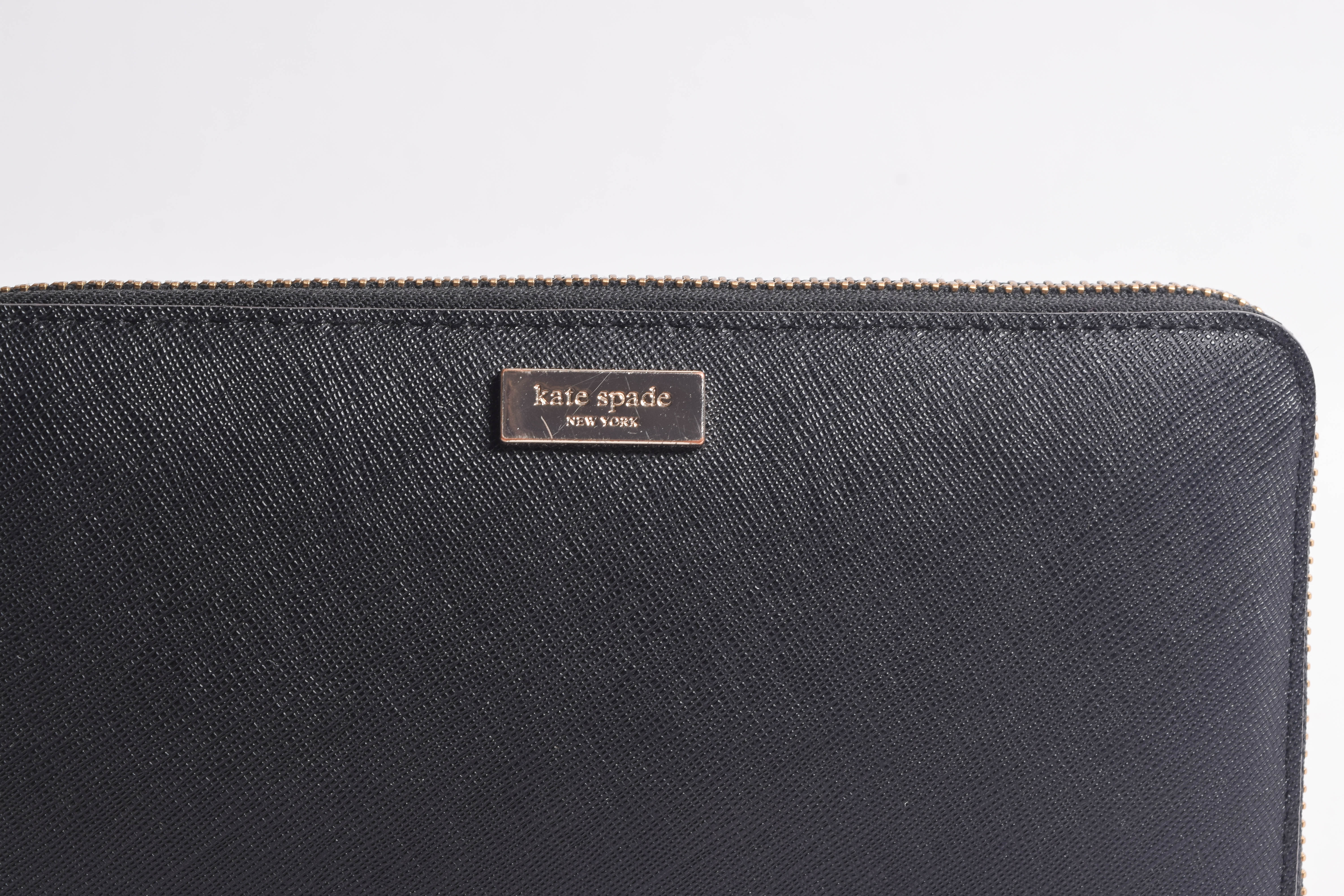 Kate Spade Black Leather Zip Around Clutch Wallet