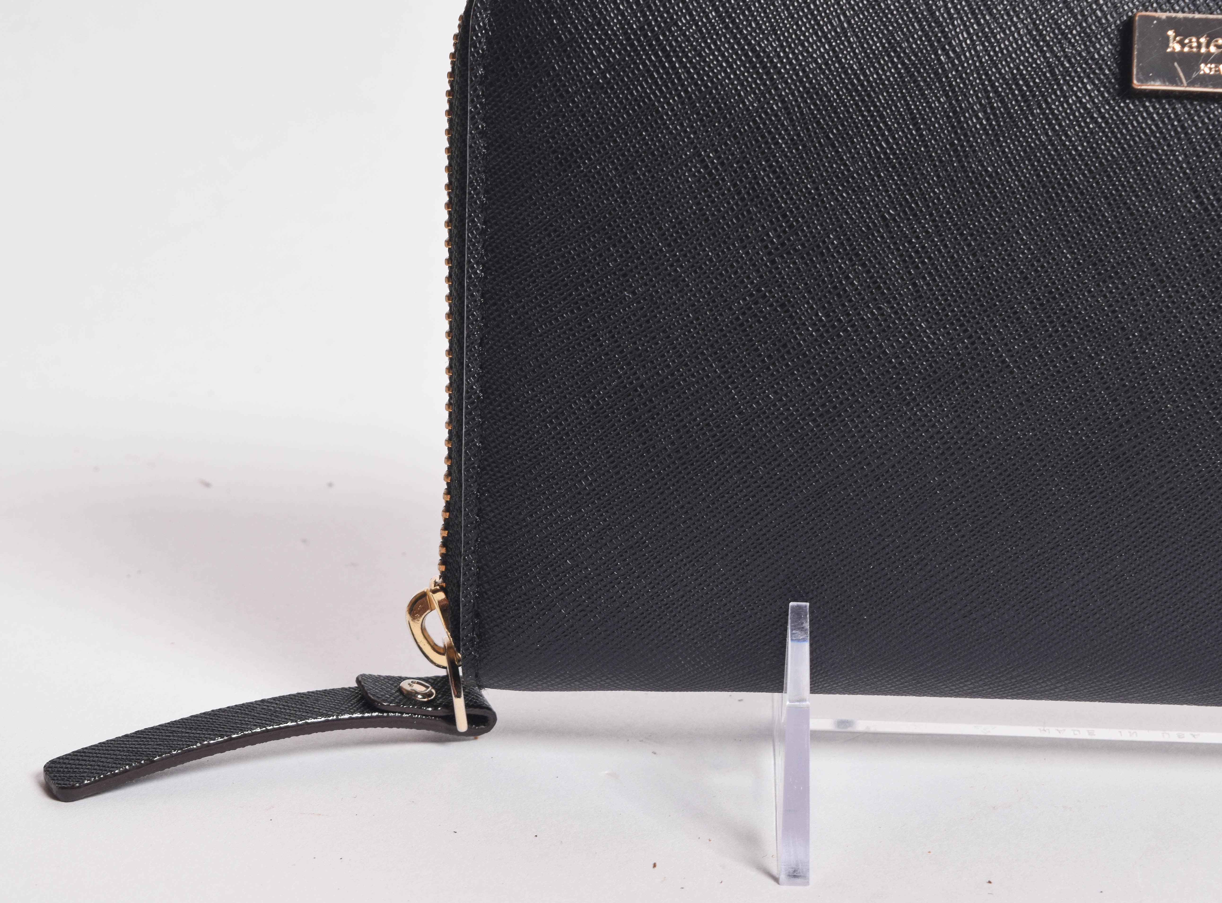 Kate Spade Black Leather Zip Around Clutch Wallet