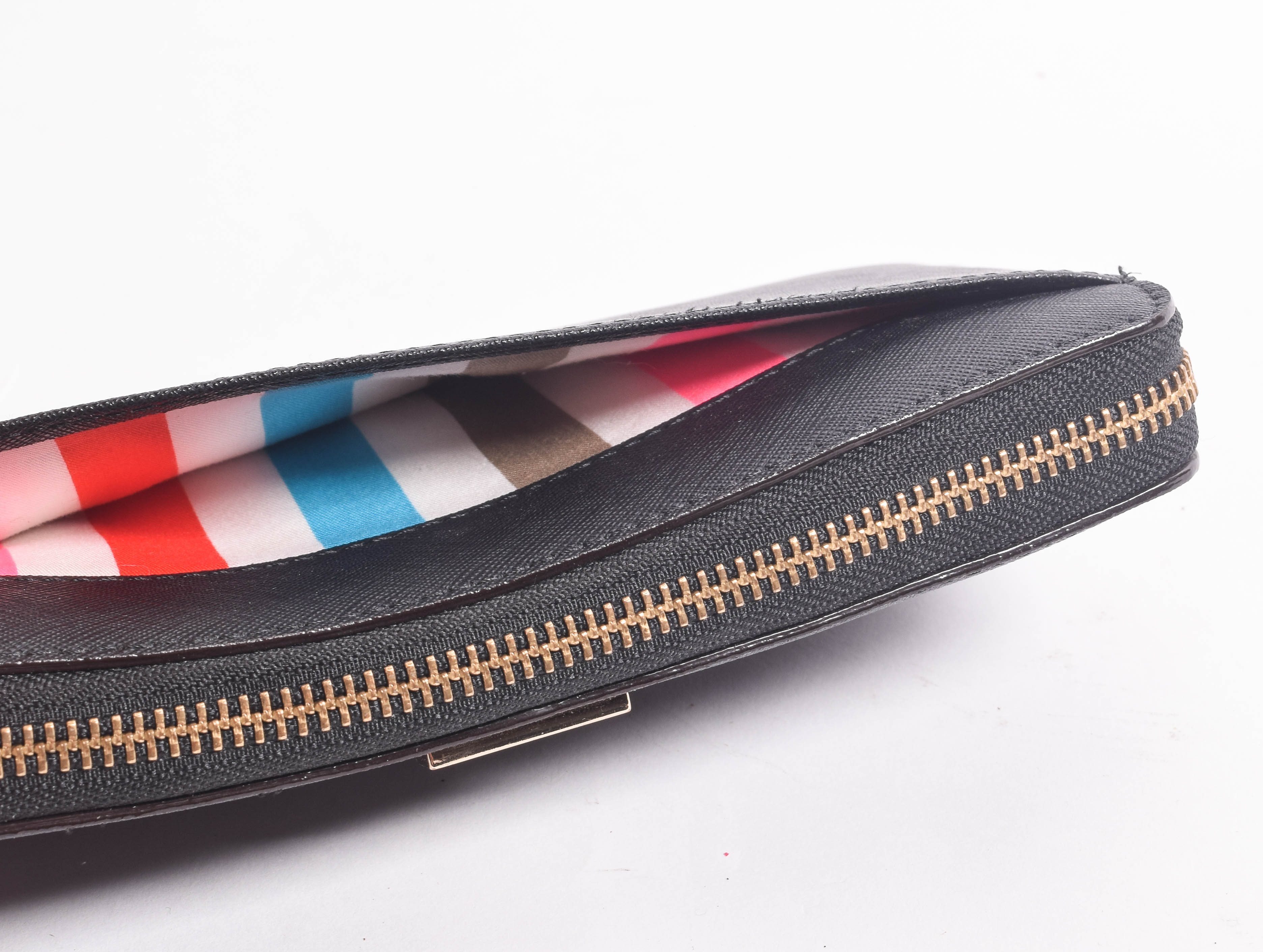 Kate Spade Black Leather Zip Around Clutch Wallet