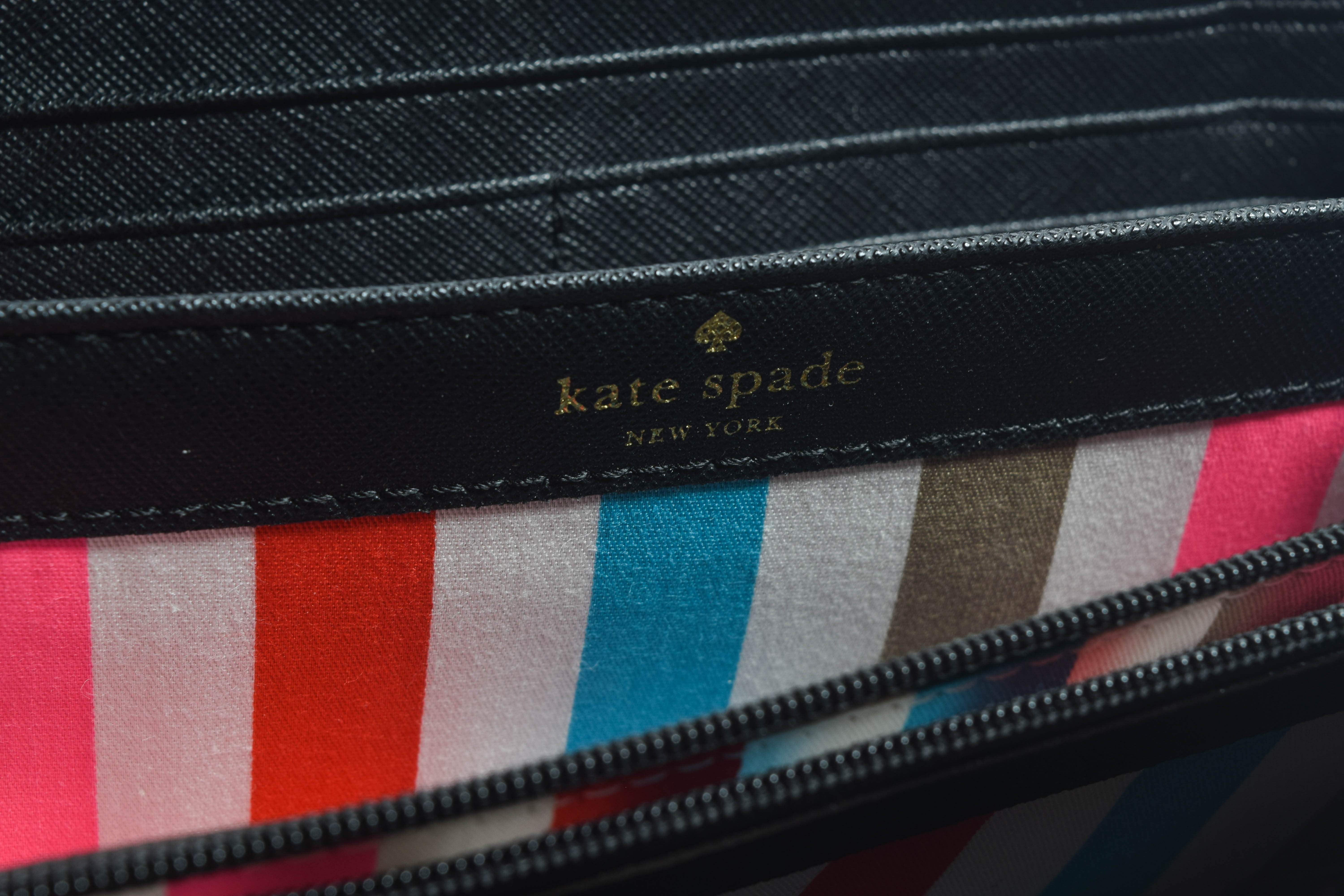 Kate Spade Black Leather Zip Around Clutch Wallet