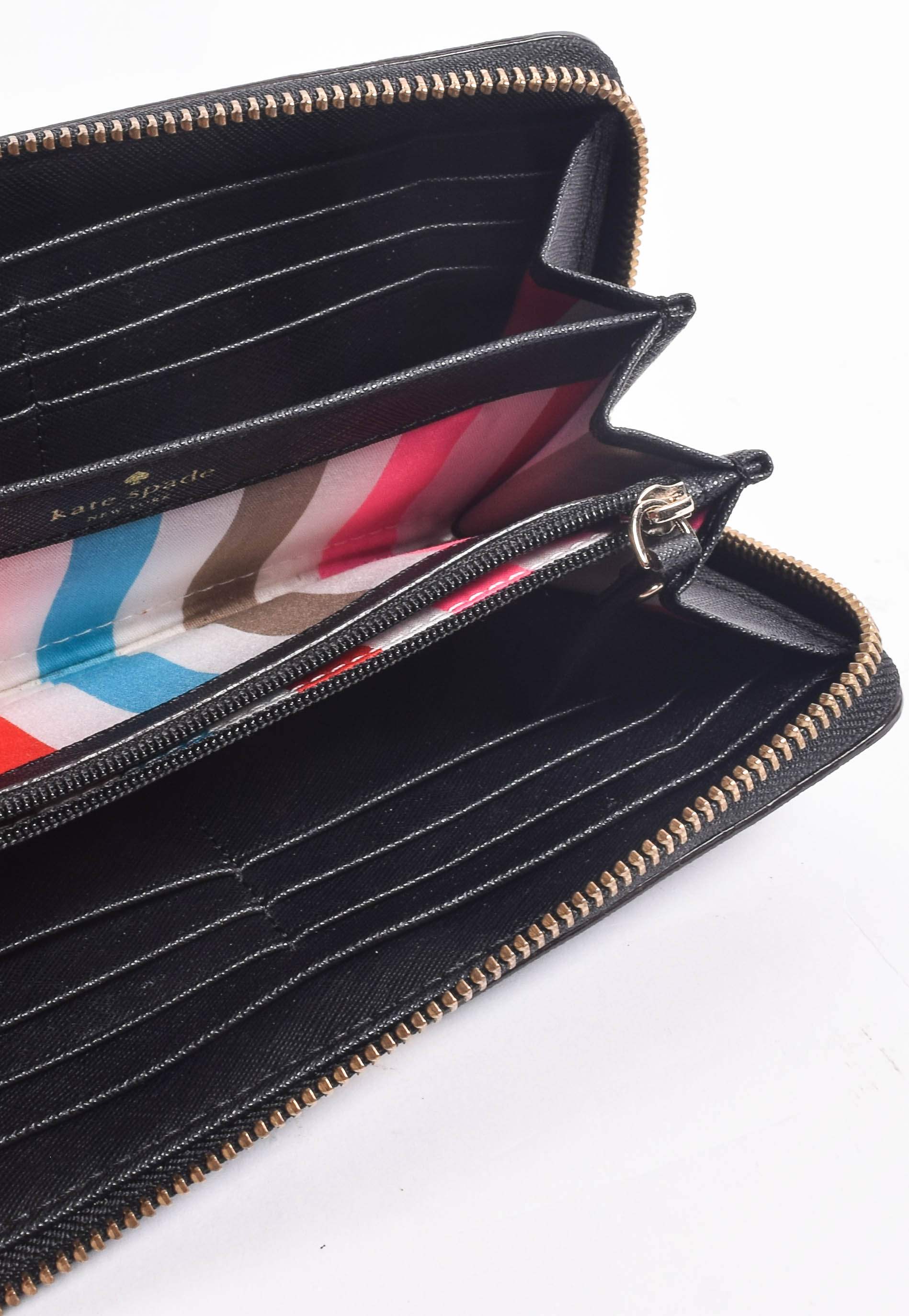 Kate Spade Black Leather Zip Around Clutch Wallet