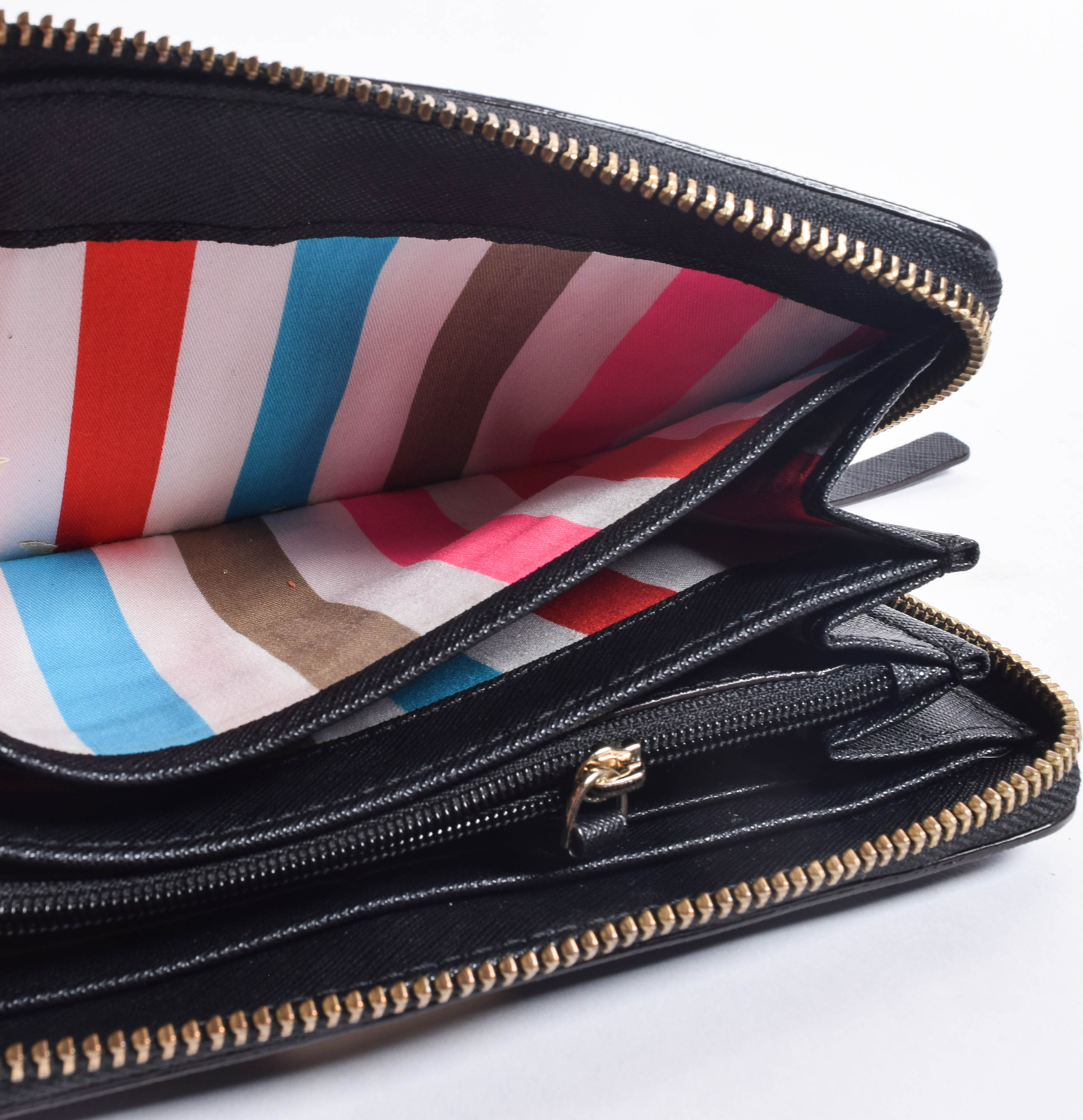 Kate Spade Black Leather Zip Around Clutch Wallet