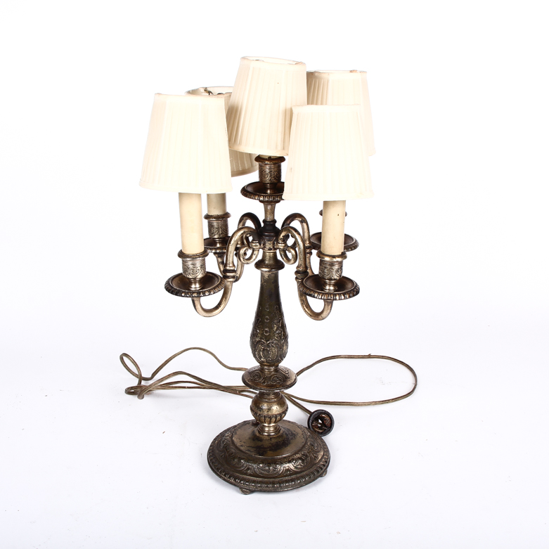 Vintage 1930s Oscar B. Bach Candelabra Table Lamp