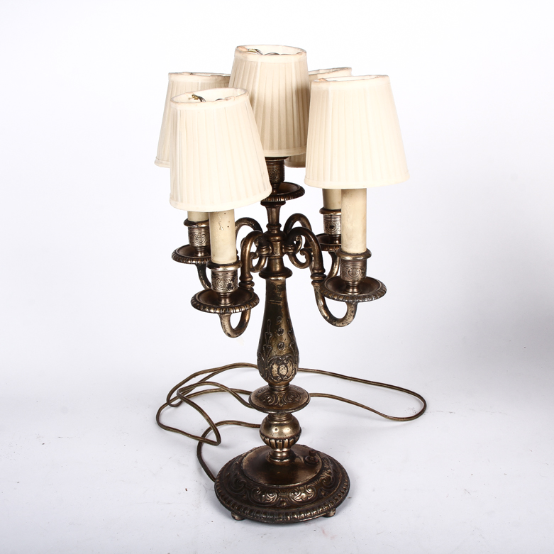Vintage 1930s Oscar B. Bach Candelabra Table Lamp