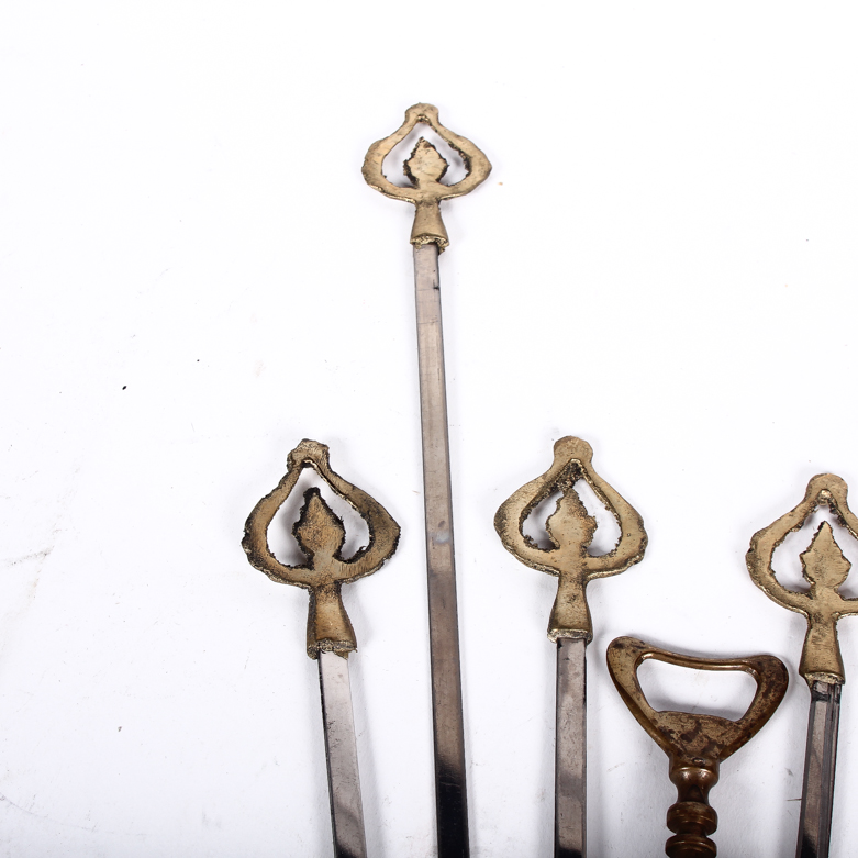 Set of Brass Skewers and a Brass Wine Opener