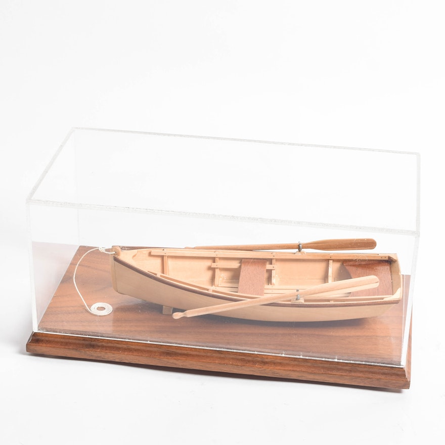 Vintage Handmade Miniature Wooden Row Boat