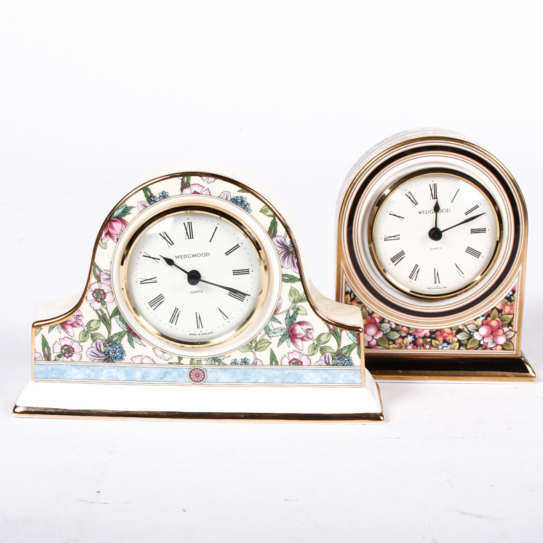 Wedgwood Bone China "Sarah" and "Clio" Mantel Clocks