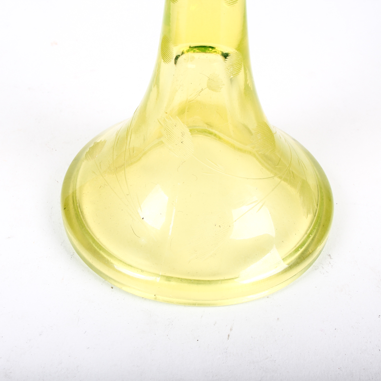 Vintage Yellow Vaseline Glass Candlestick