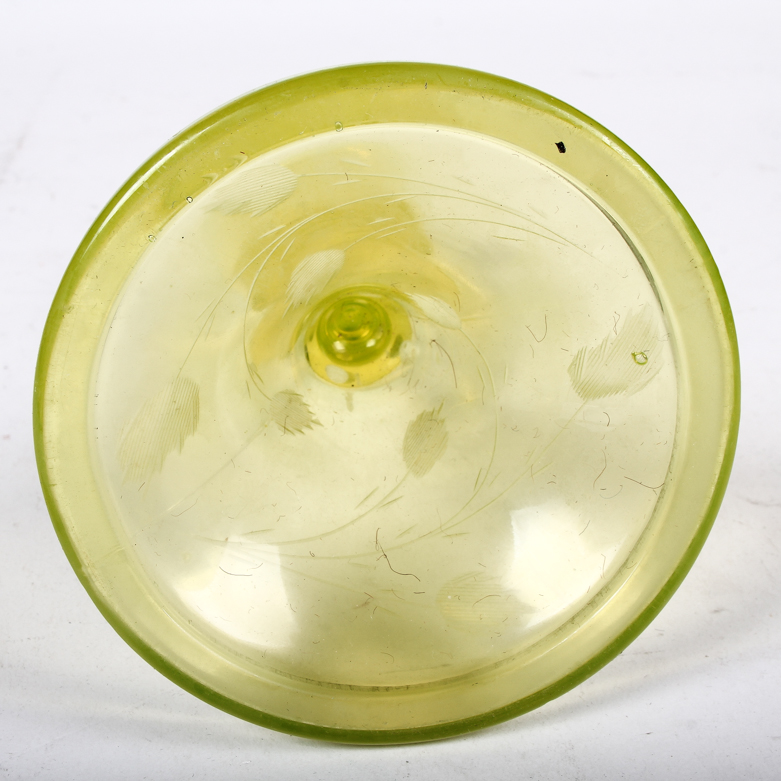 Vintage Yellow Vaseline Glass Candlestick