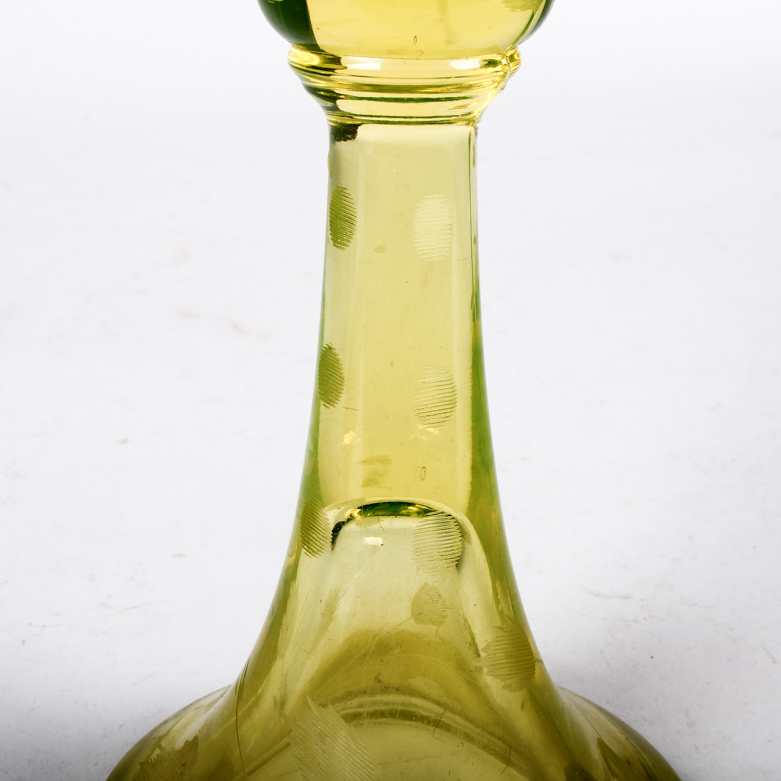 Vintage Yellow Vaseline Glass Candlestick