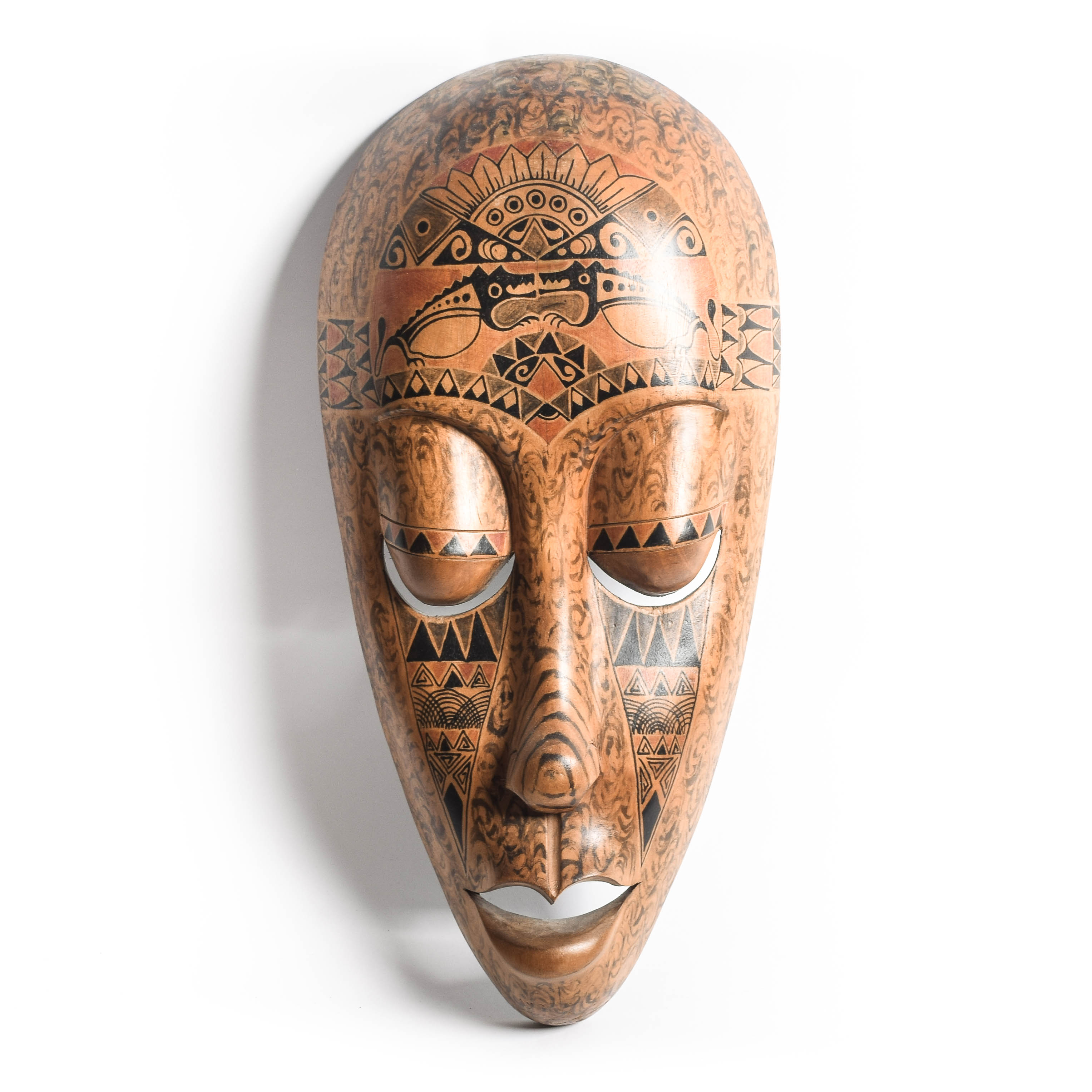 Vintage African Hand Carved and Painted Wooden Mask