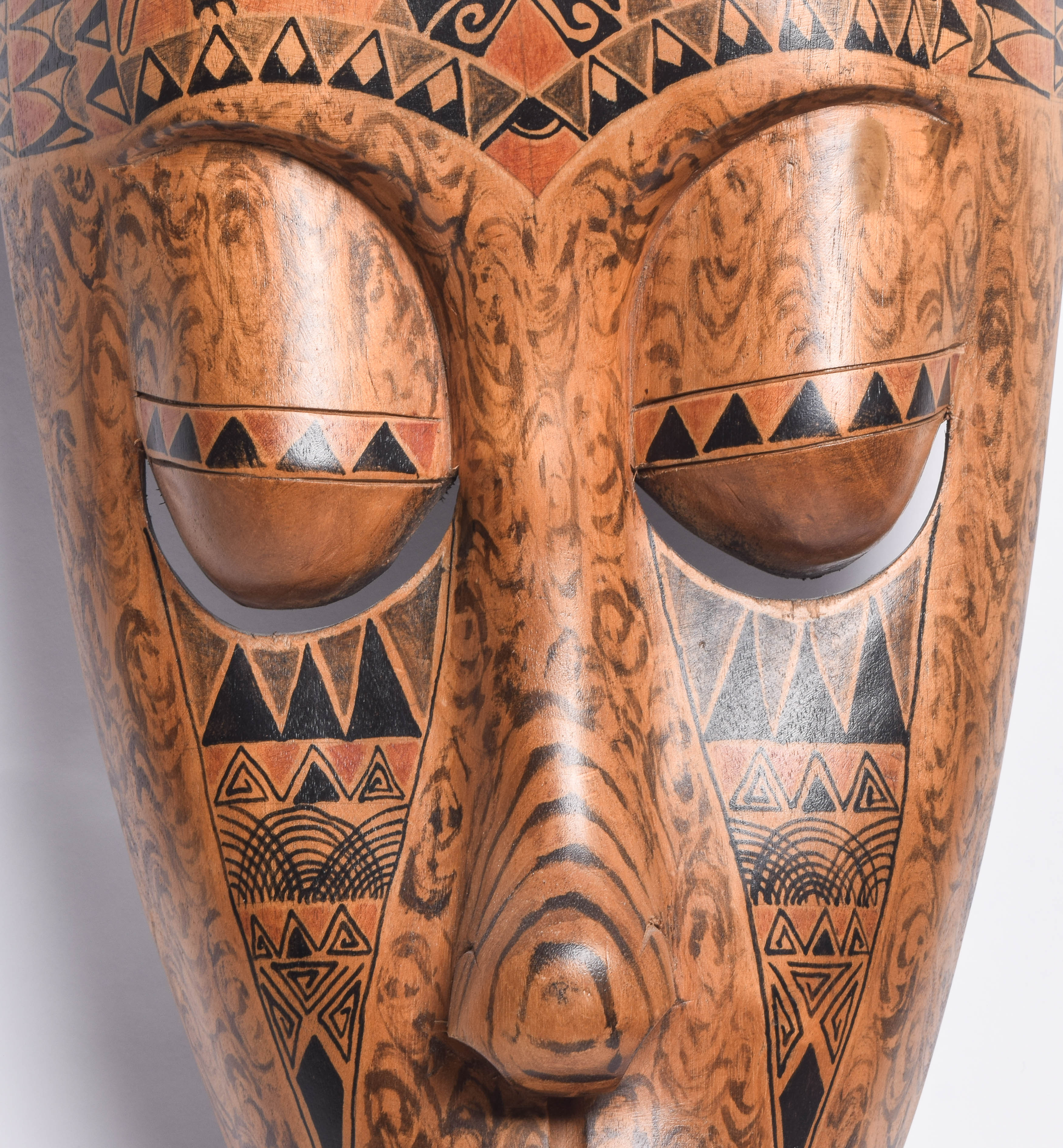 Vintage African Hand Carved and Painted Wooden Mask