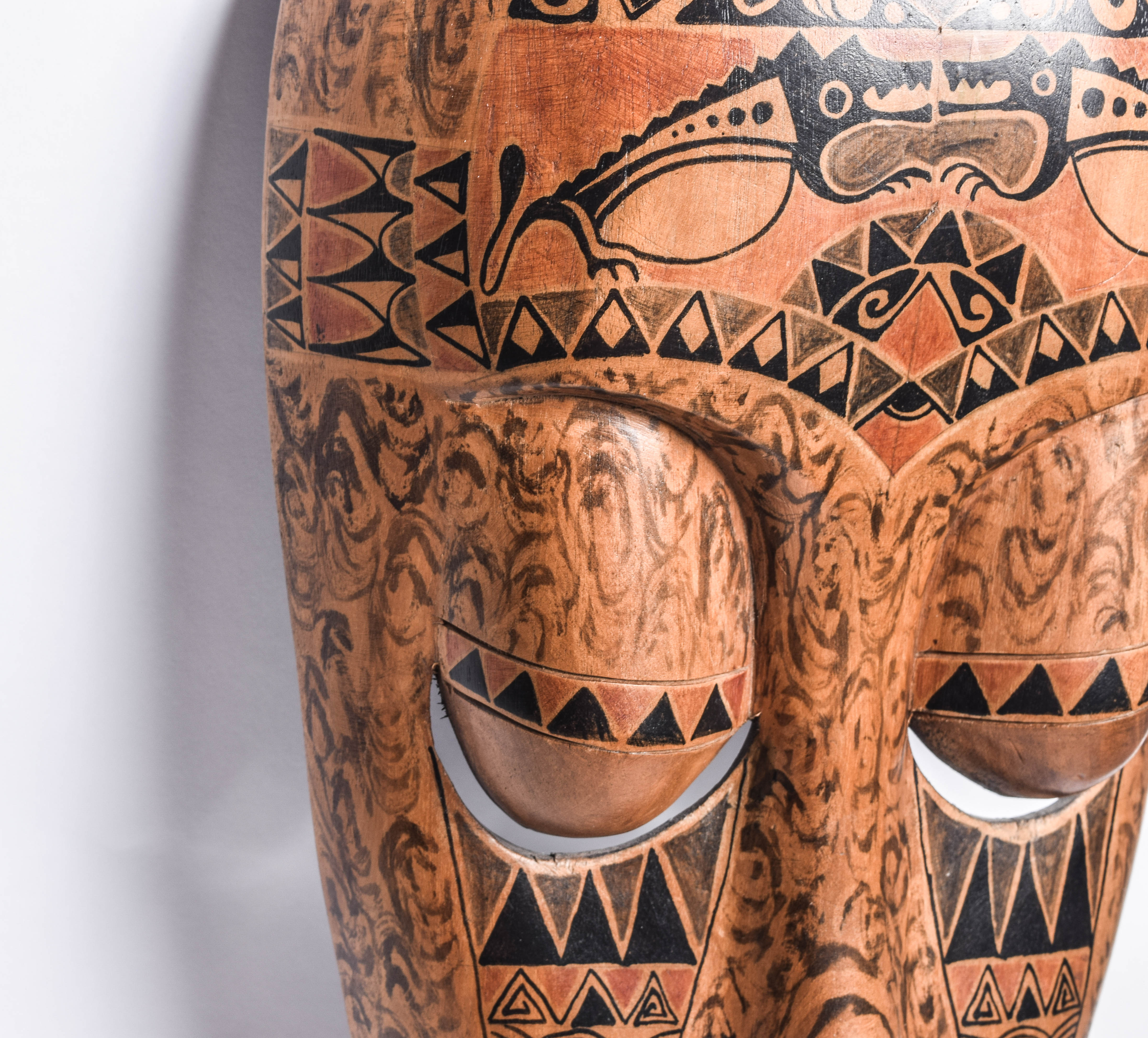 Vintage African Hand Carved and Painted Wooden Mask