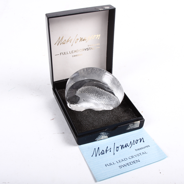 Mats Jonasson Crystal Hedgehog Paperweight