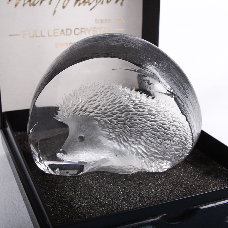Mats Jonasson Crystal Hedgehog Paperweight