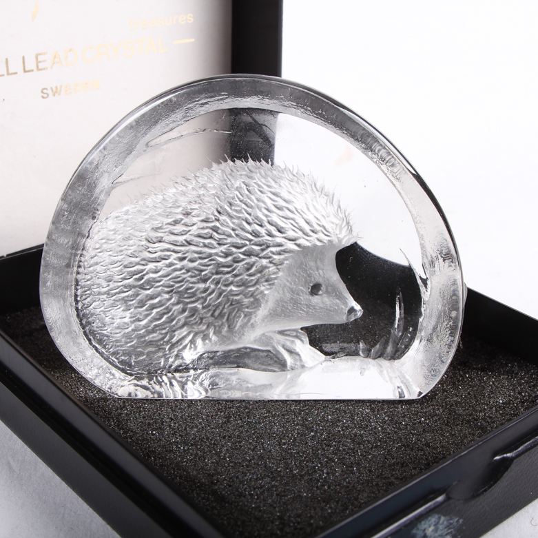 Mats Jonasson Crystal Hedgehog Paperweight