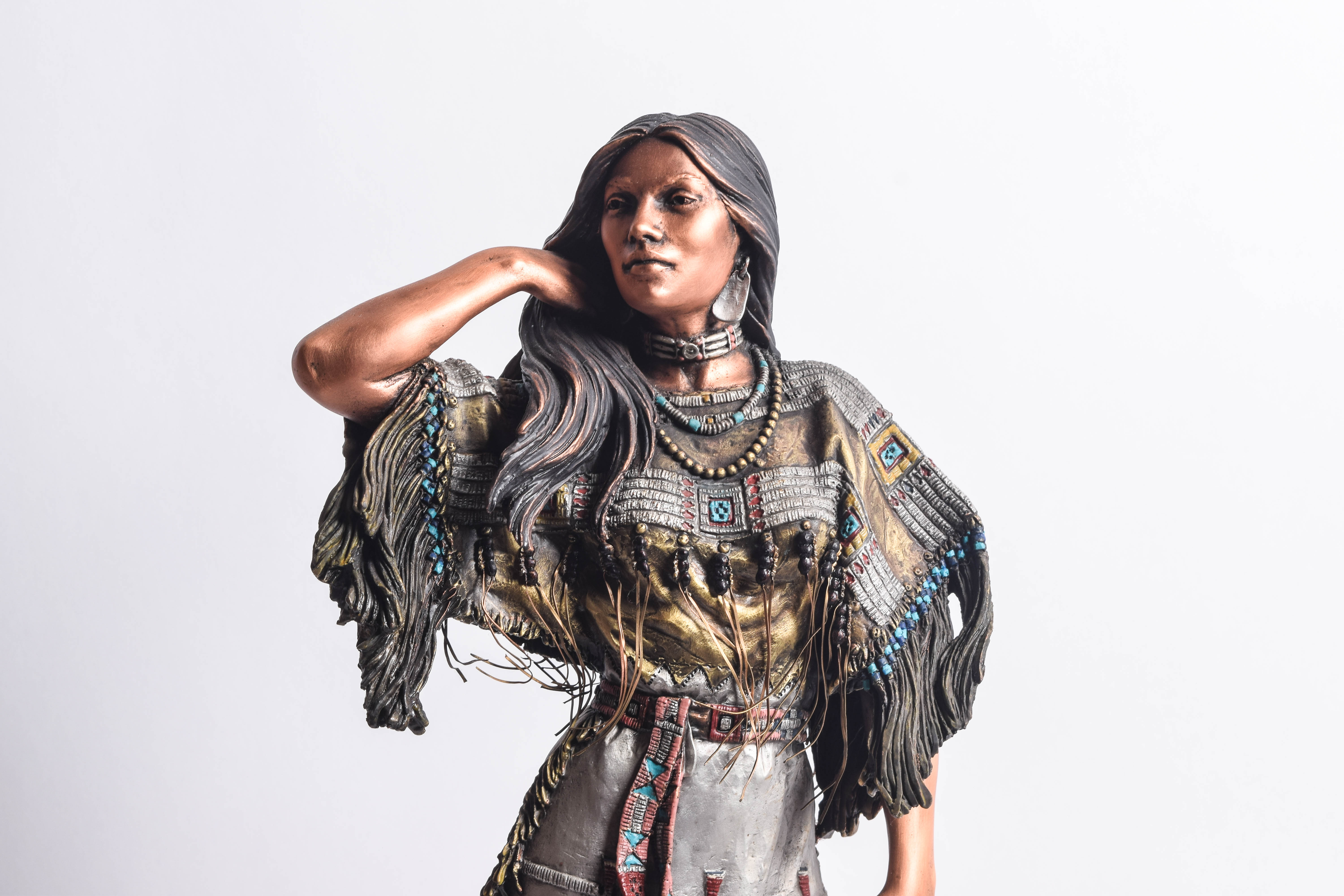 C.A. Pardell Pewter and Mixed Media Statue "Legends on Still Water"