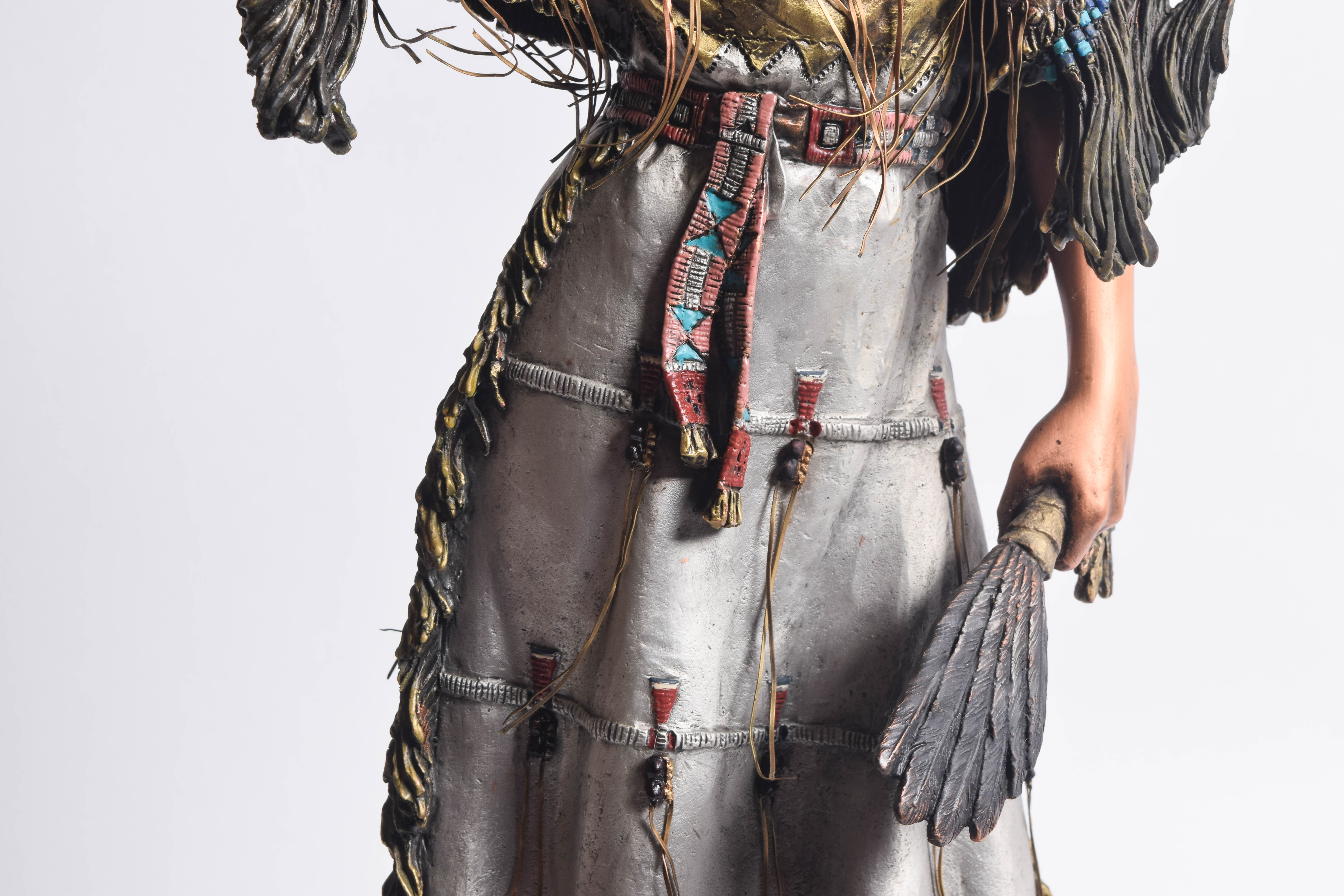 C.A. Pardell Pewter and Mixed Media Statue "Legends on Still Water"