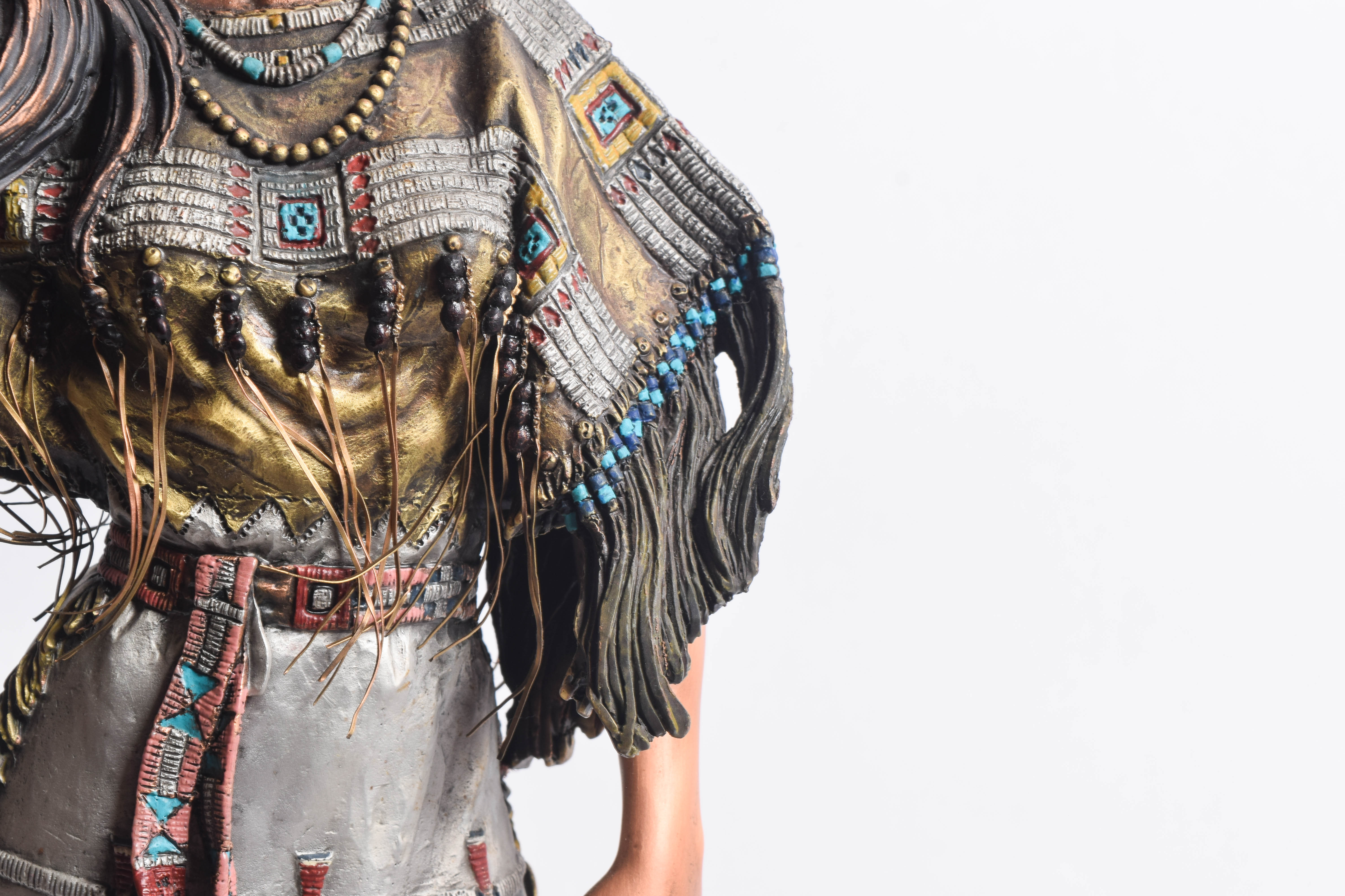 C.A. Pardell Pewter and Mixed Media Statue "Legends on Still Water"