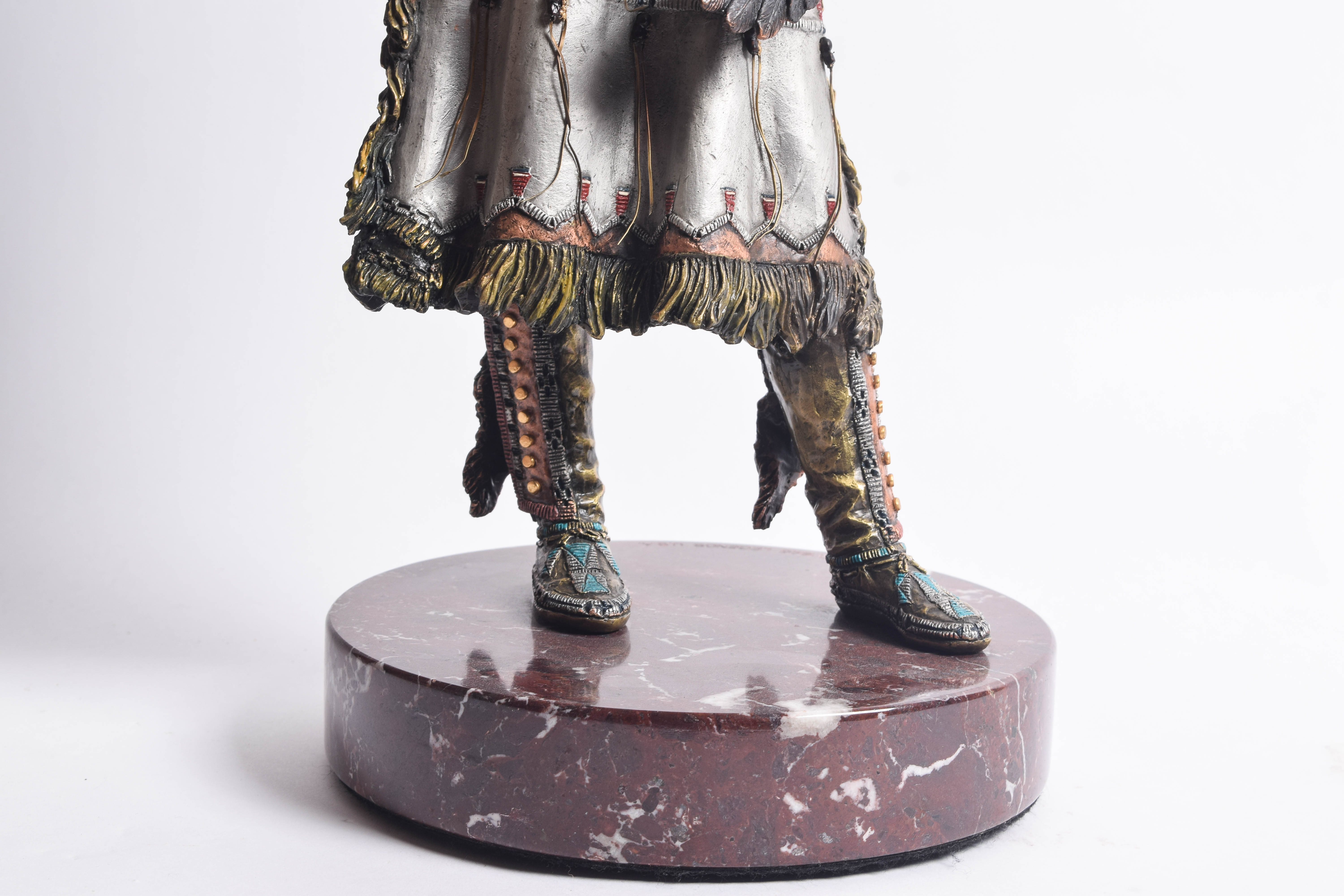 C.A. Pardell Pewter and Mixed Media Statue "Legends on Still Water"