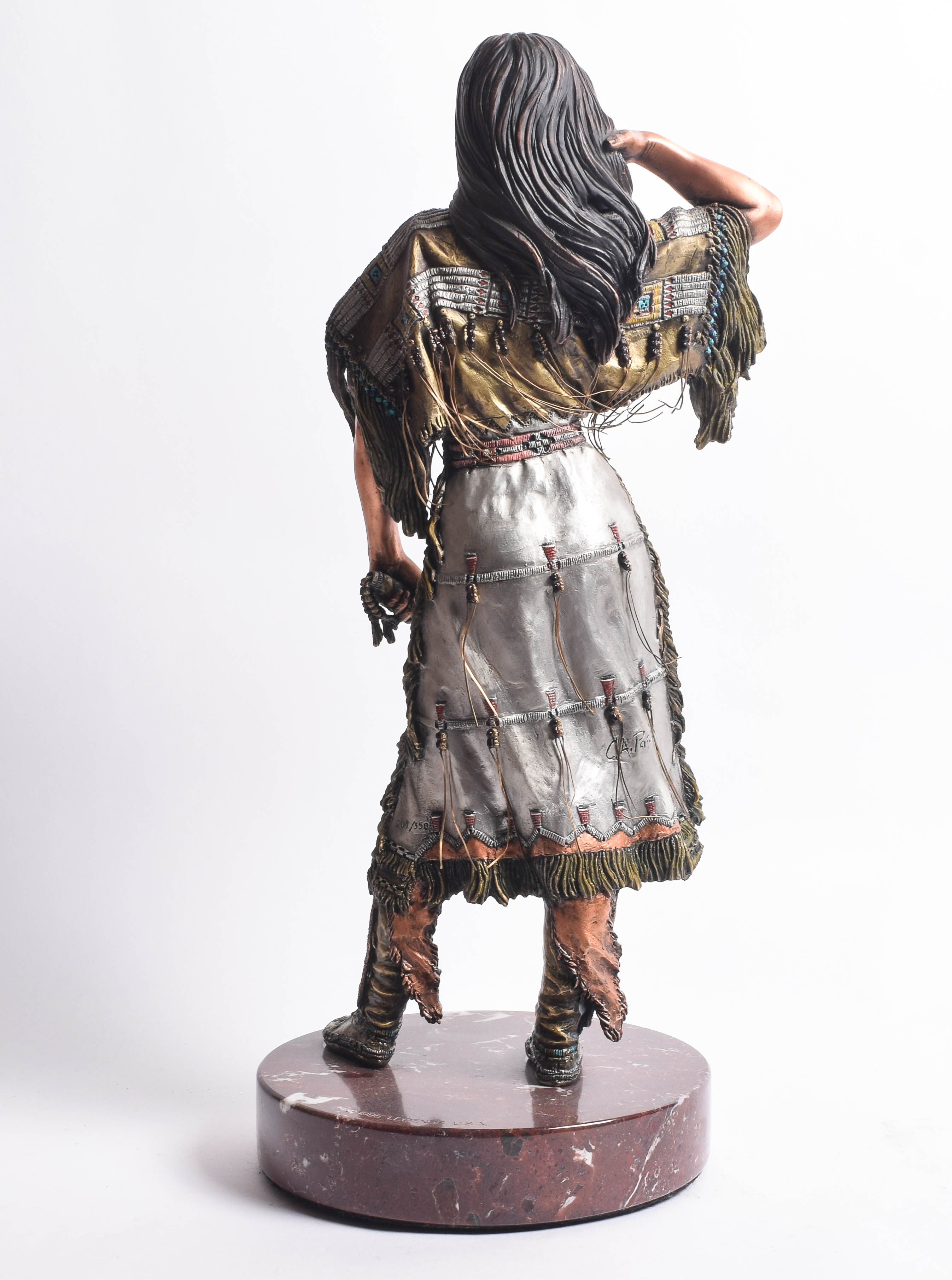 C.A. Pardell Pewter and Mixed Media Statue "Legends on Still Water"