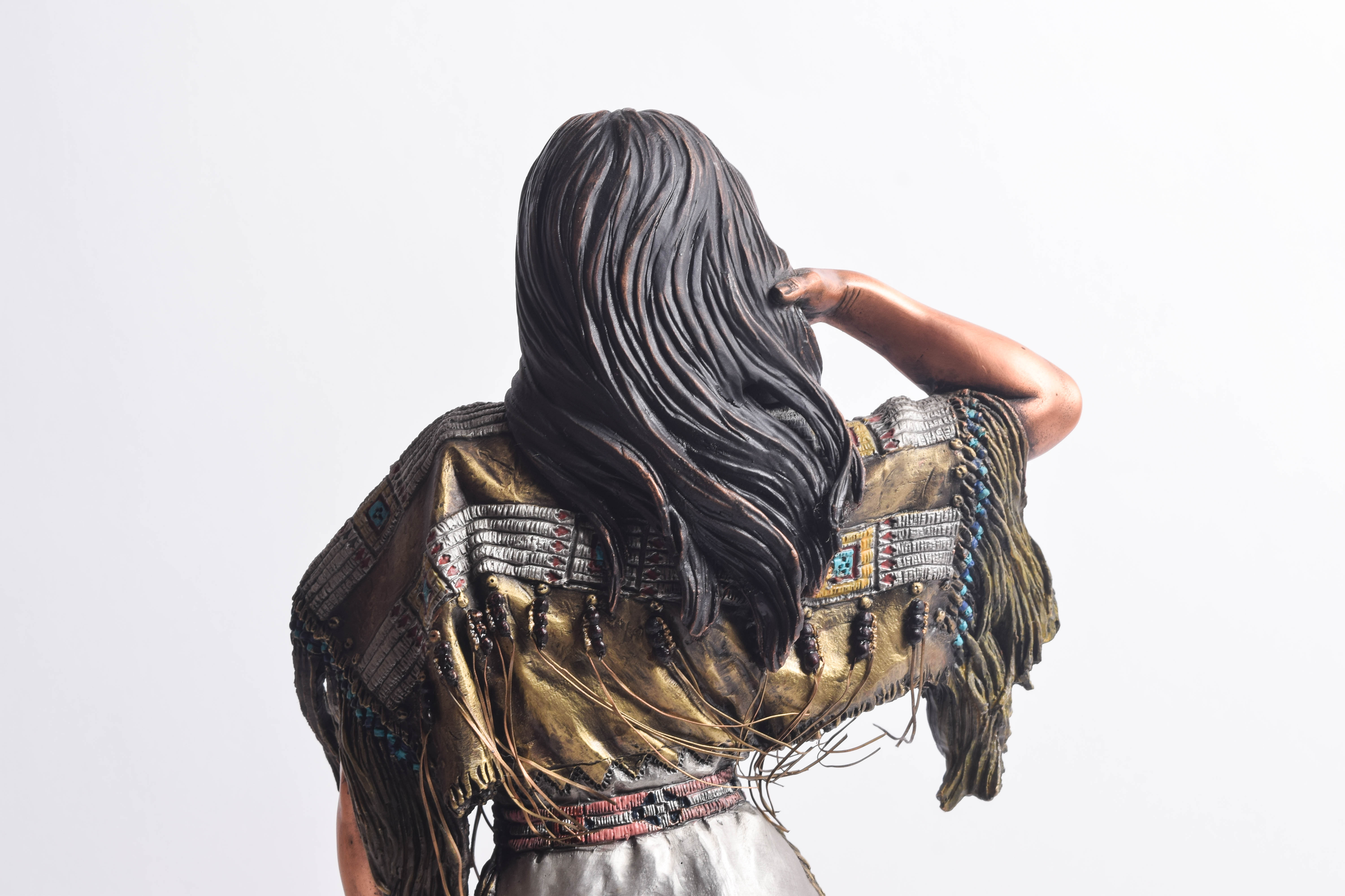 C.A. Pardell Pewter and Mixed Media Statue "Legends on Still Water"