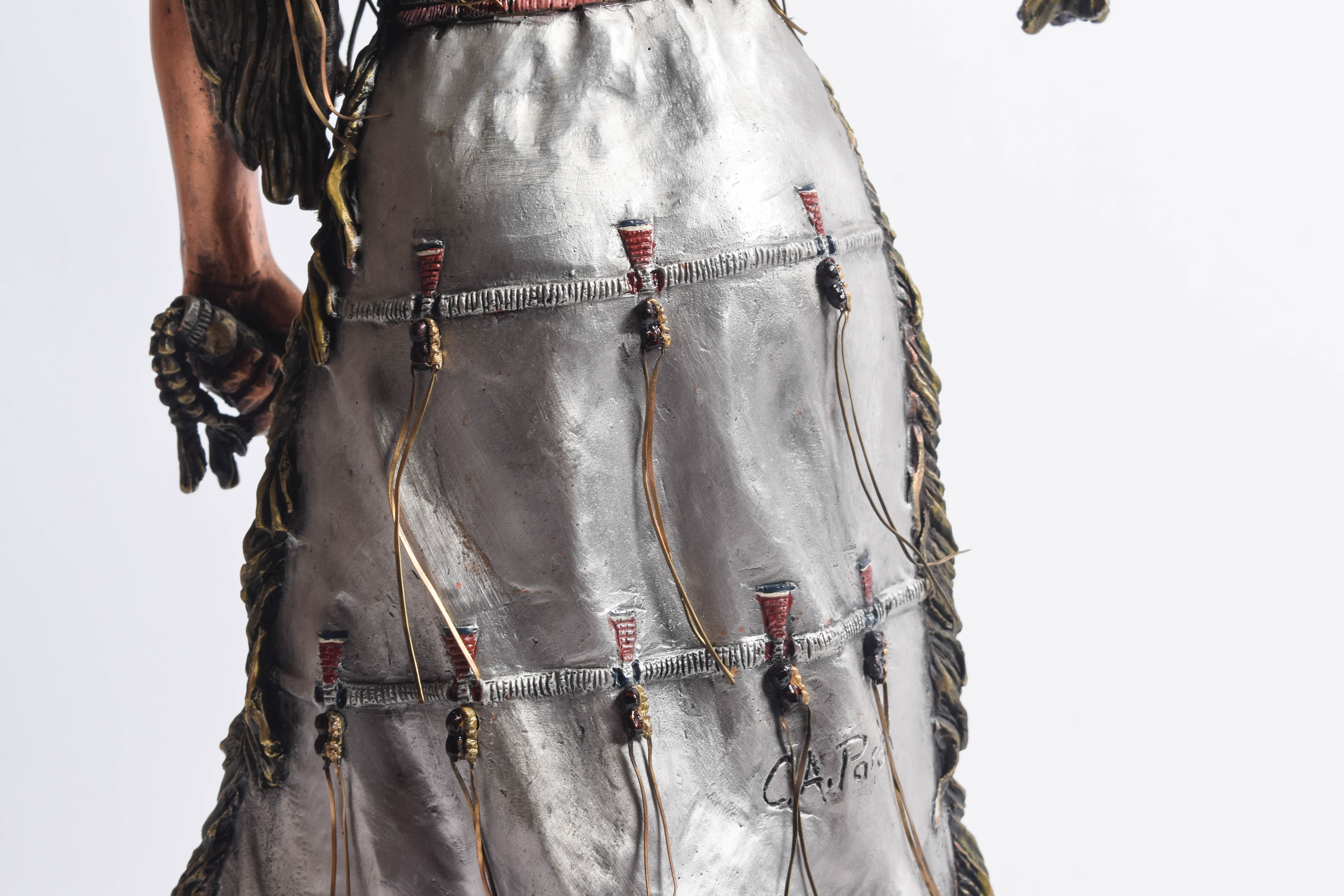 C.A. Pardell Pewter and Mixed Media Statue "Legends on Still Water"