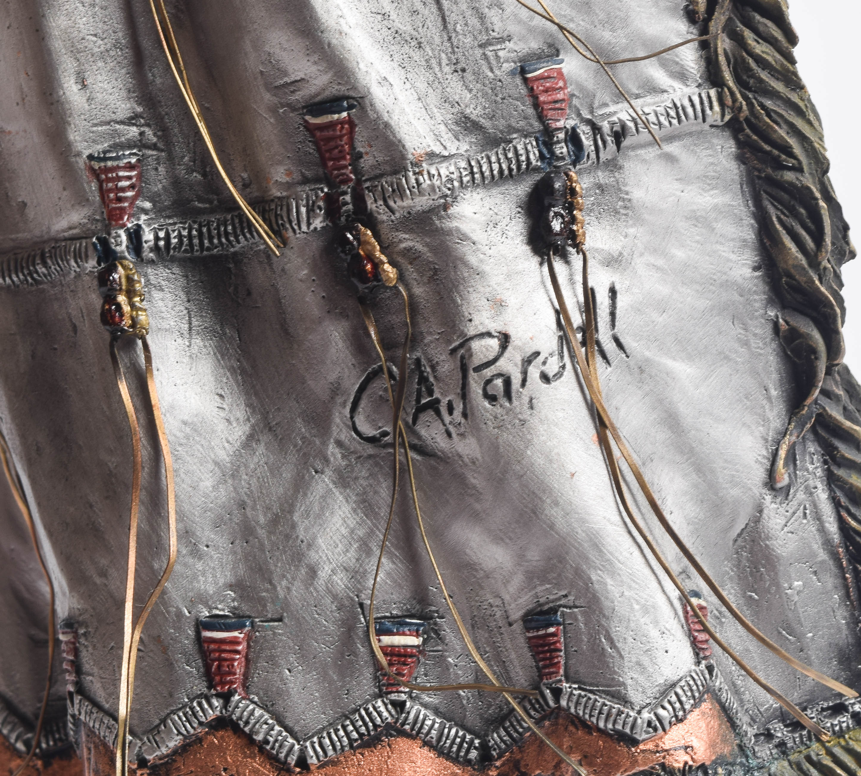 C.A. Pardell Pewter and Mixed Media Statue "Legends on Still Water"