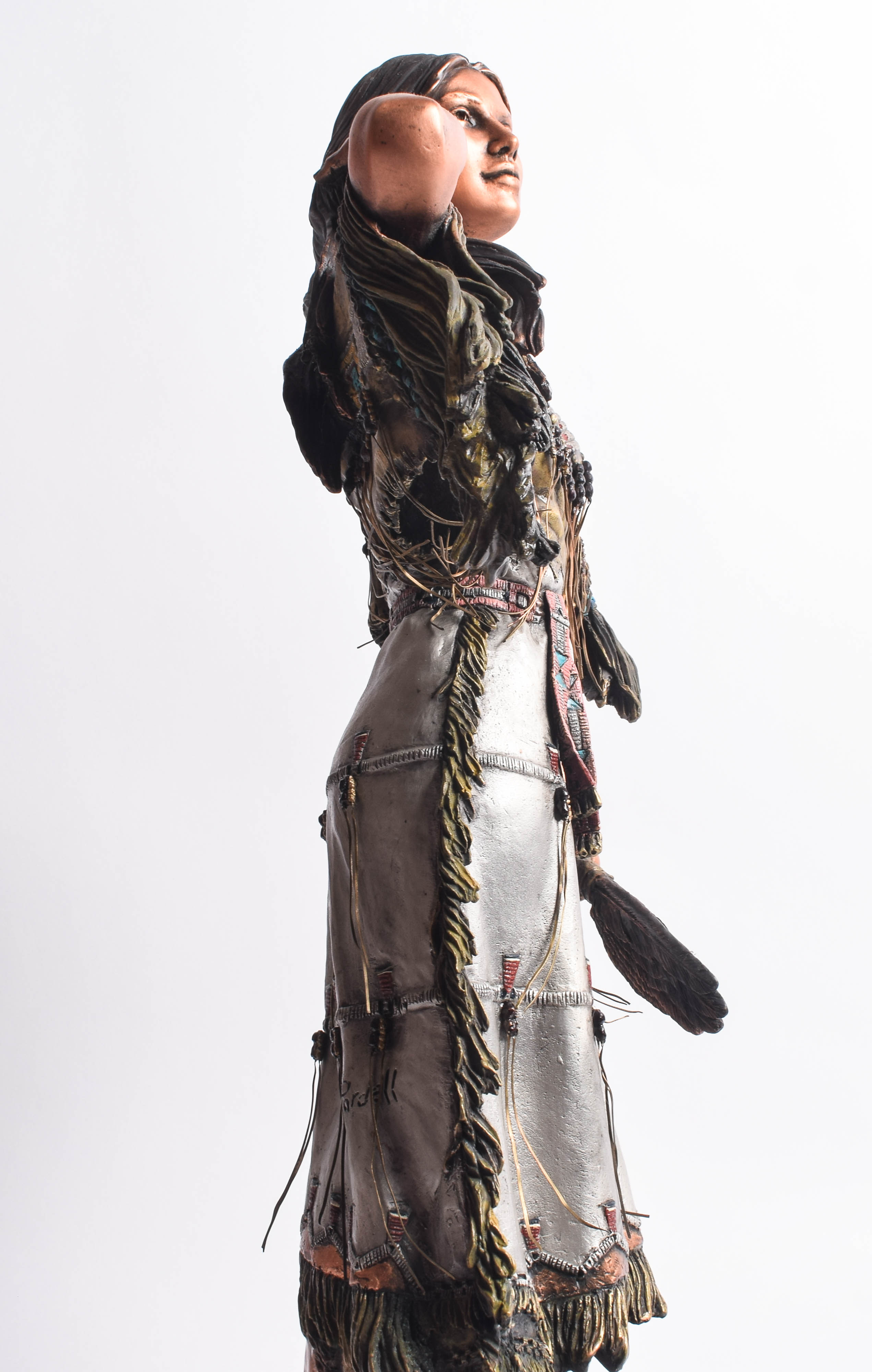 C.A. Pardell Pewter and Mixed Media Statue "Legends on Still Water"