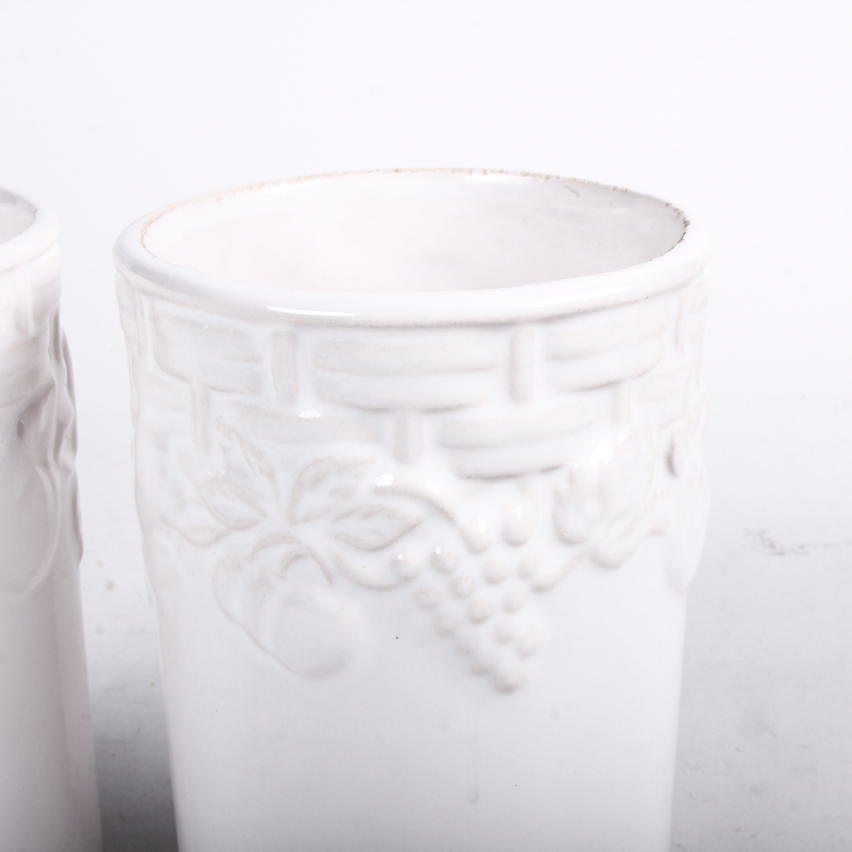 Pair of Classic Traditions Tall White Ceramic Vase