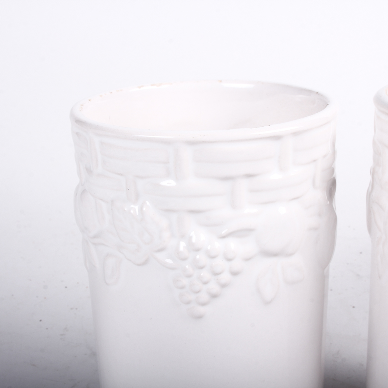 Pair of Classic Traditions Tall White Ceramic Vase