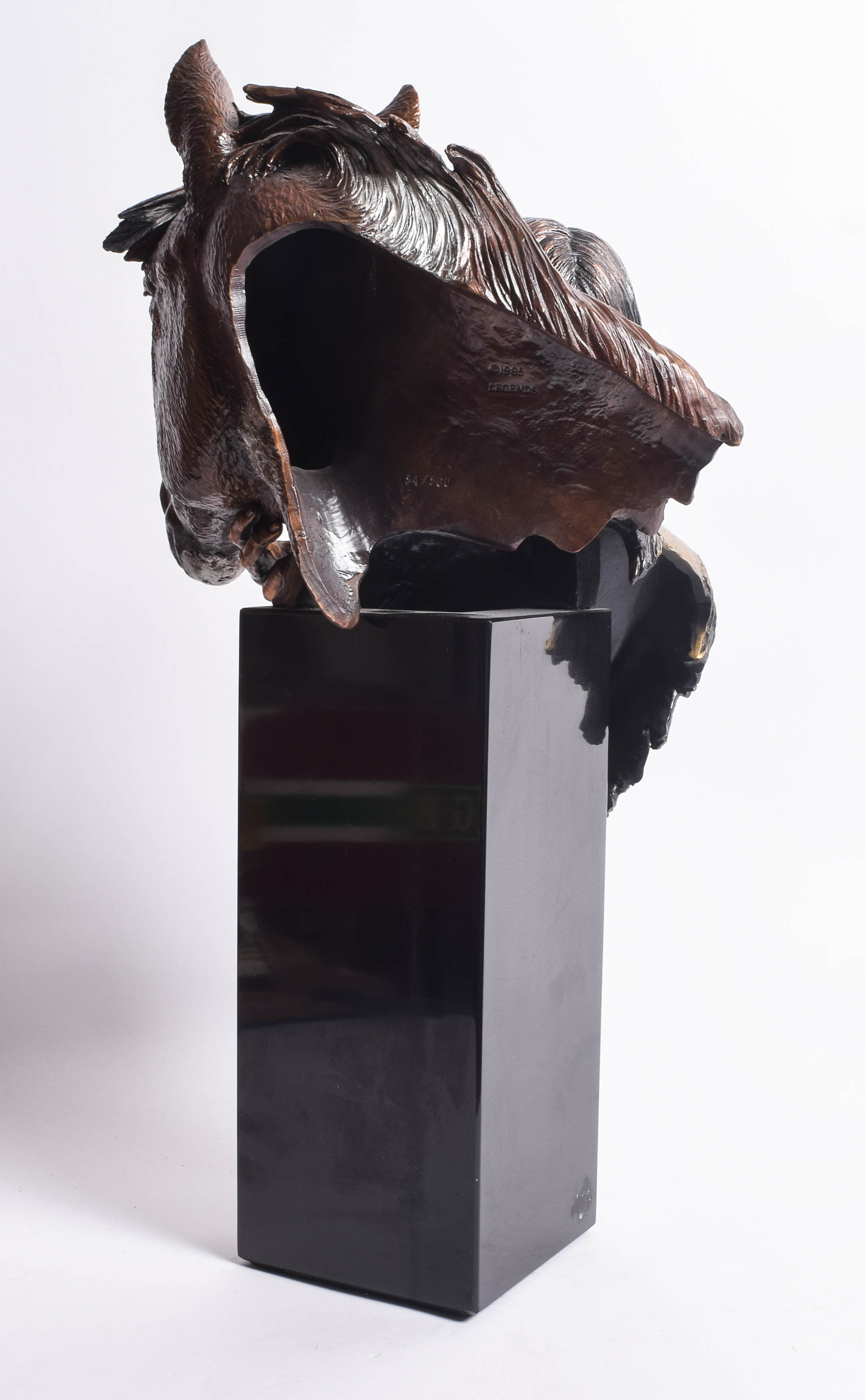 C.A. Pardell Reproduction Metal Sculpture of a Native American Man with Horse