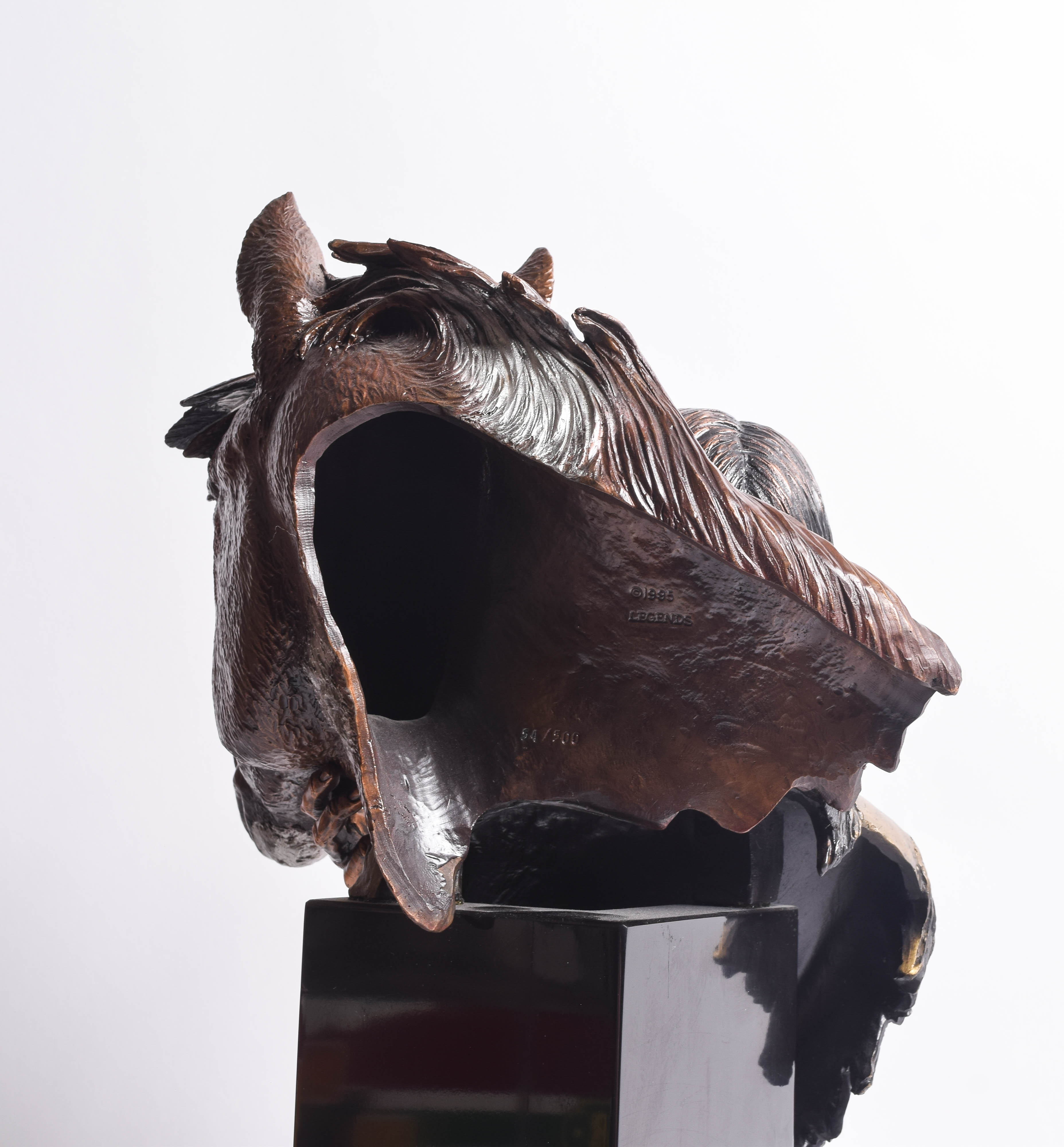 C.A. Pardell Reproduction Metal Sculpture of a Native American Man with Horse