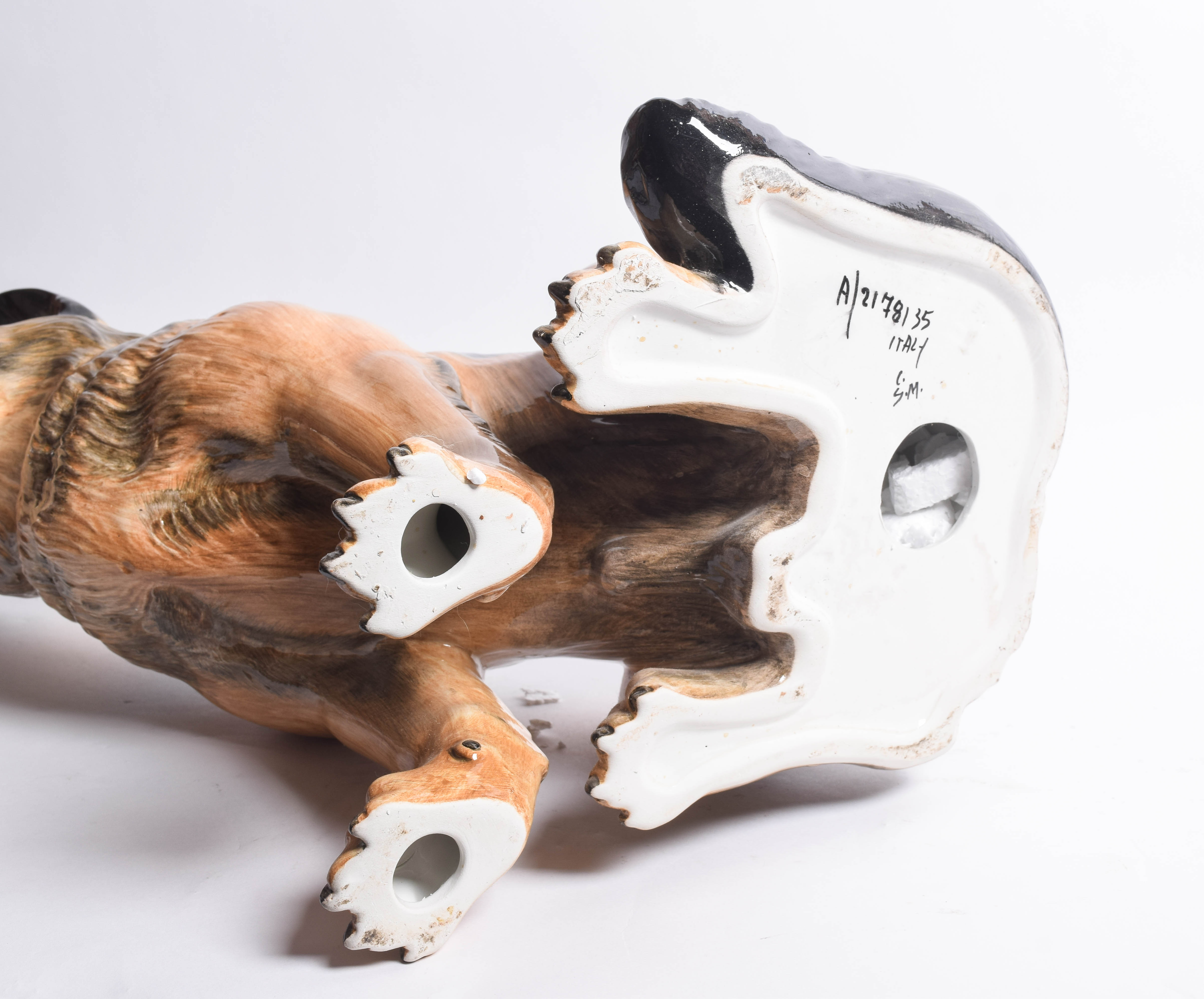 Vintage Italian Porcelain Dog Statue