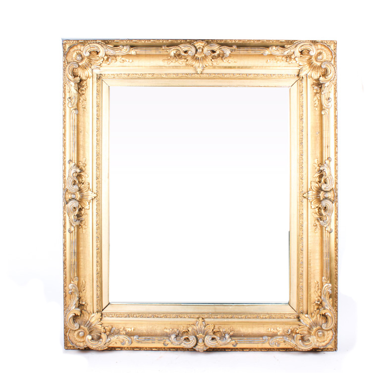 Vintage Gilt Wood Mirror with Scroll Detail