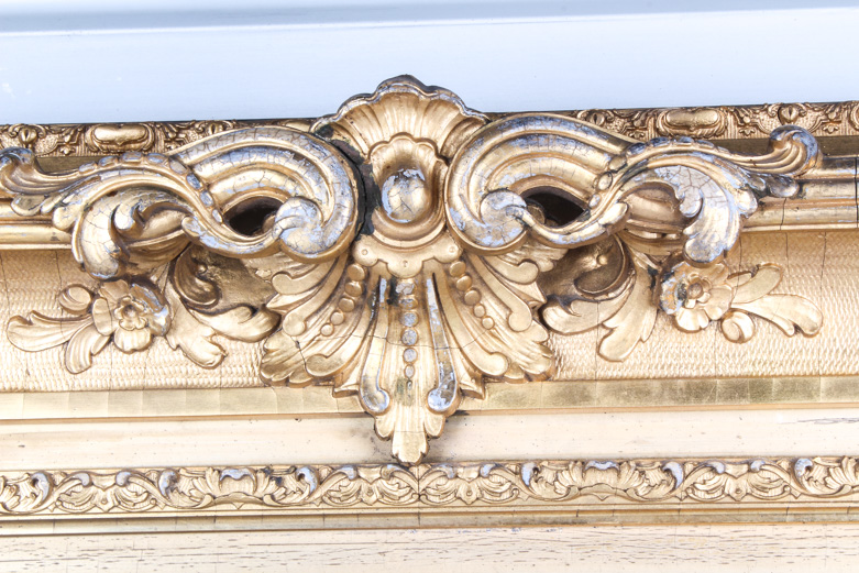 Vintage Gilt Wood Mirror with Scroll Detail