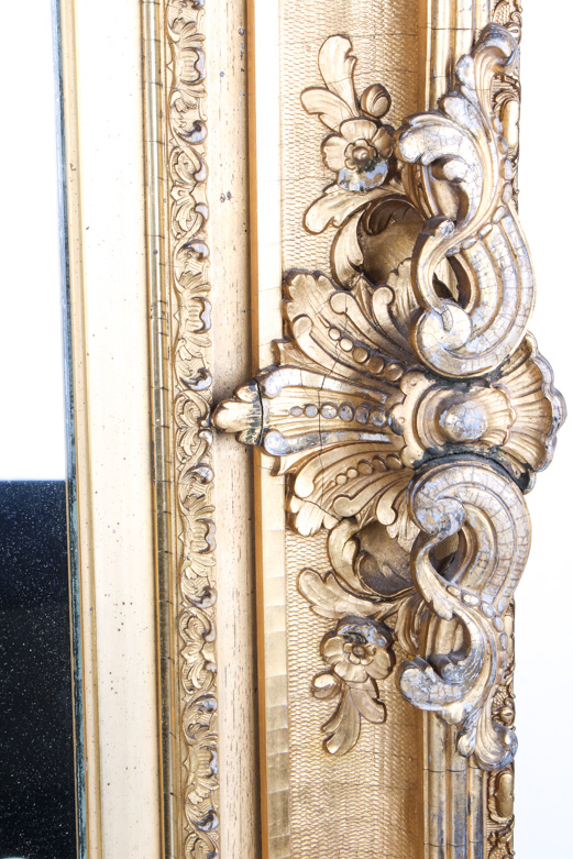 Vintage Gilt Wood Mirror with Scroll Detail