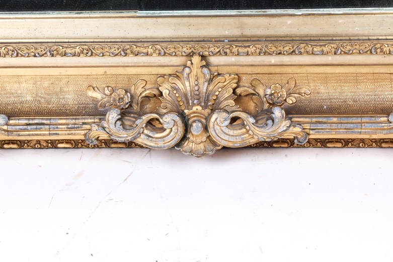 Vintage Gilt Wood Mirror with Scroll Detail