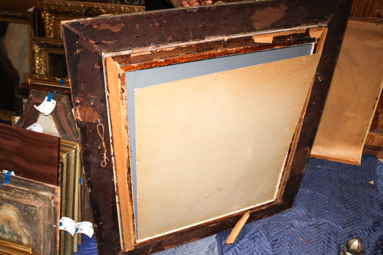 Vintage Gilt Wood Mirror with Scroll Detail