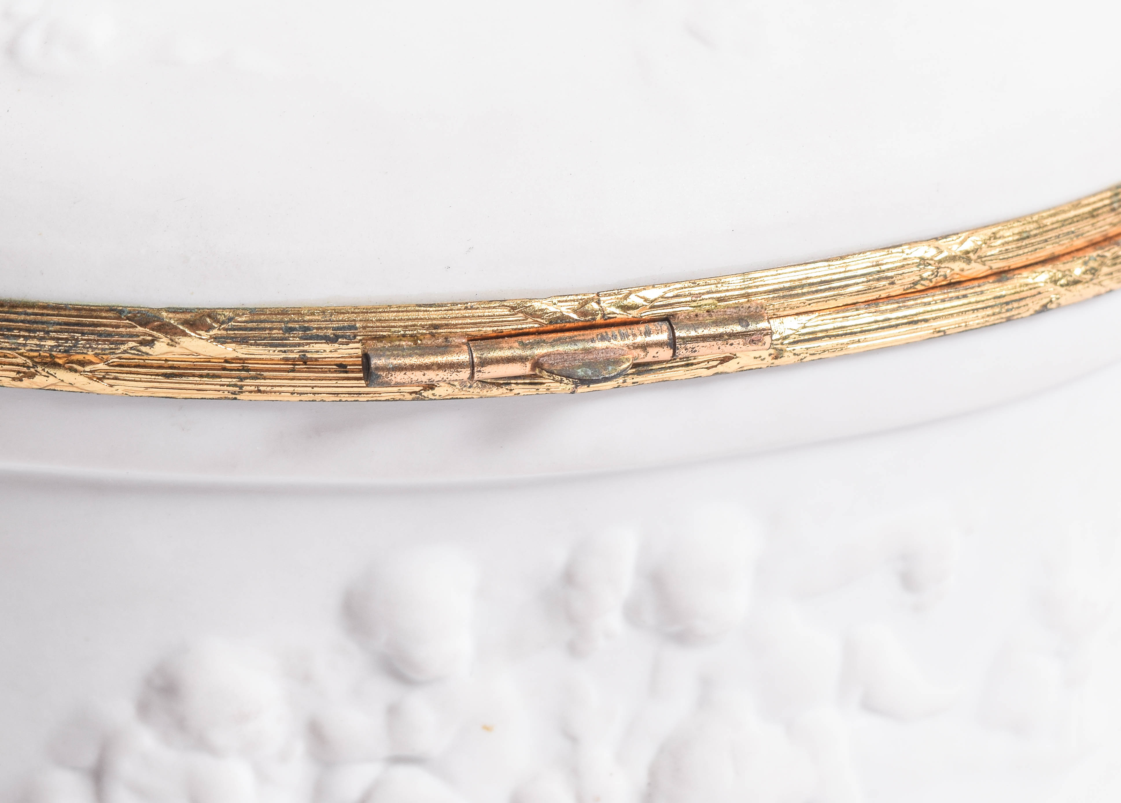 Limoges Porcelain Trinket Box with Raised Cherub Motif