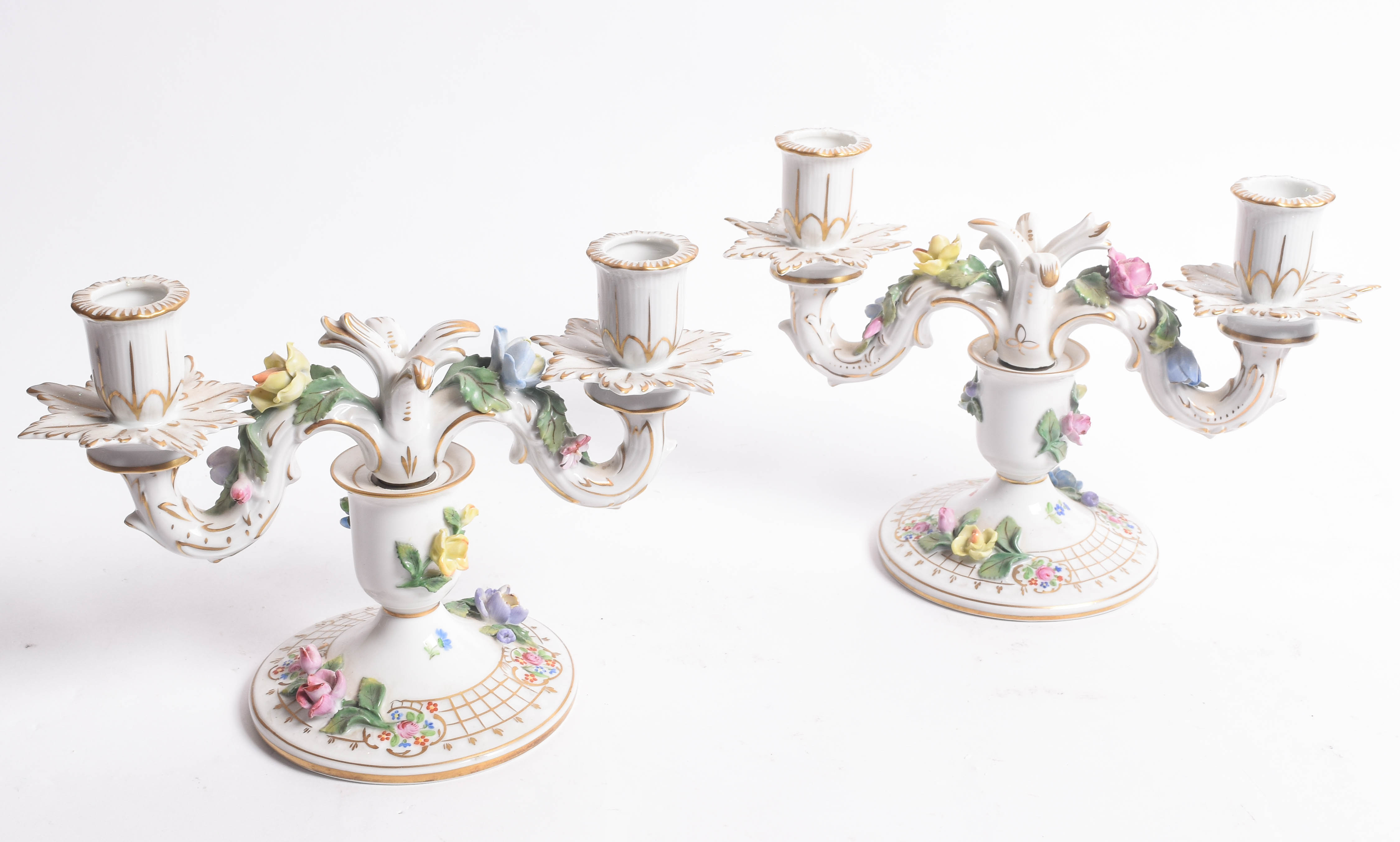 Carl Thieme Dresden Porcelain Candelabras