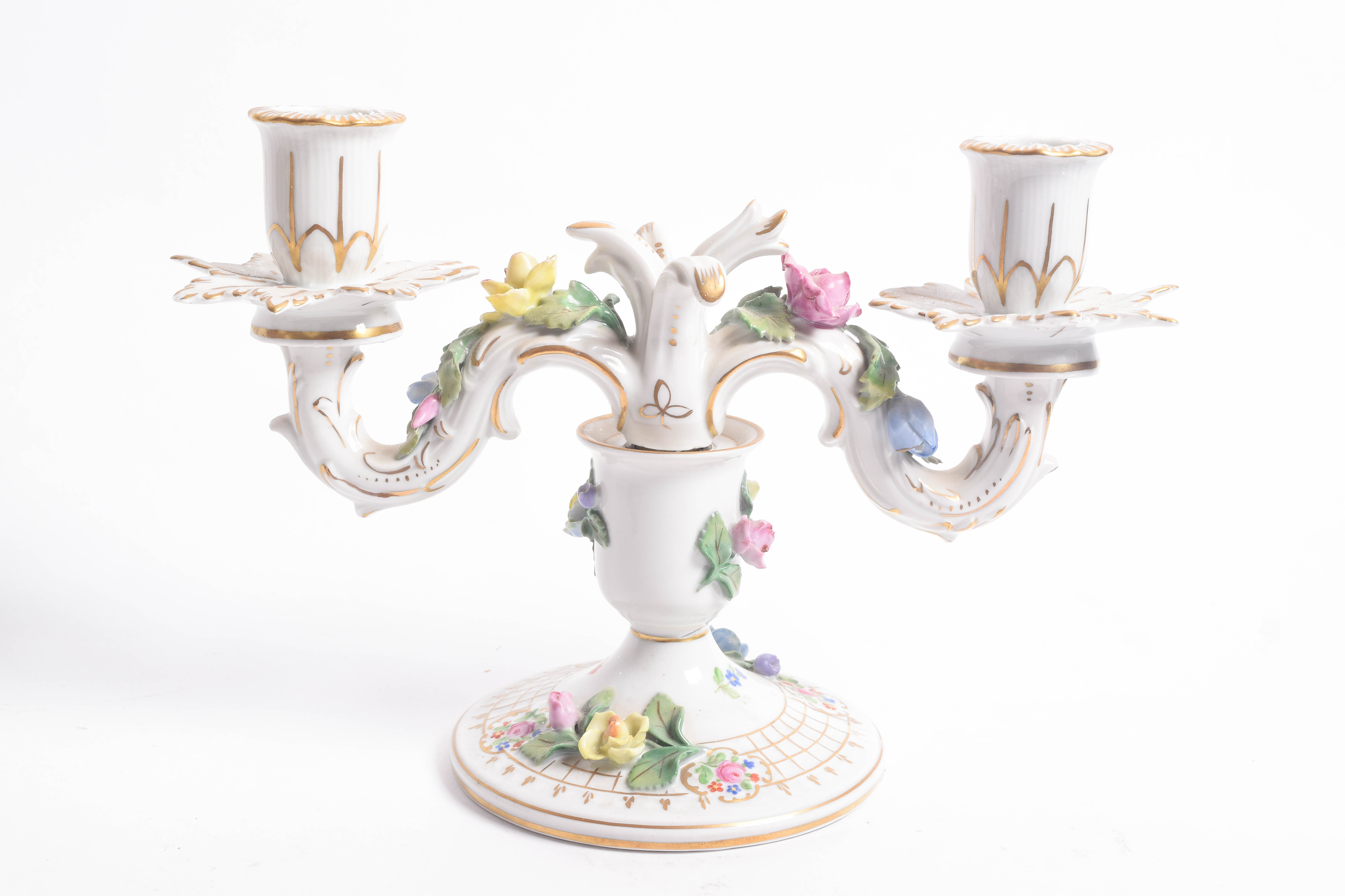 Carl Thieme Dresden Porcelain Candelabras