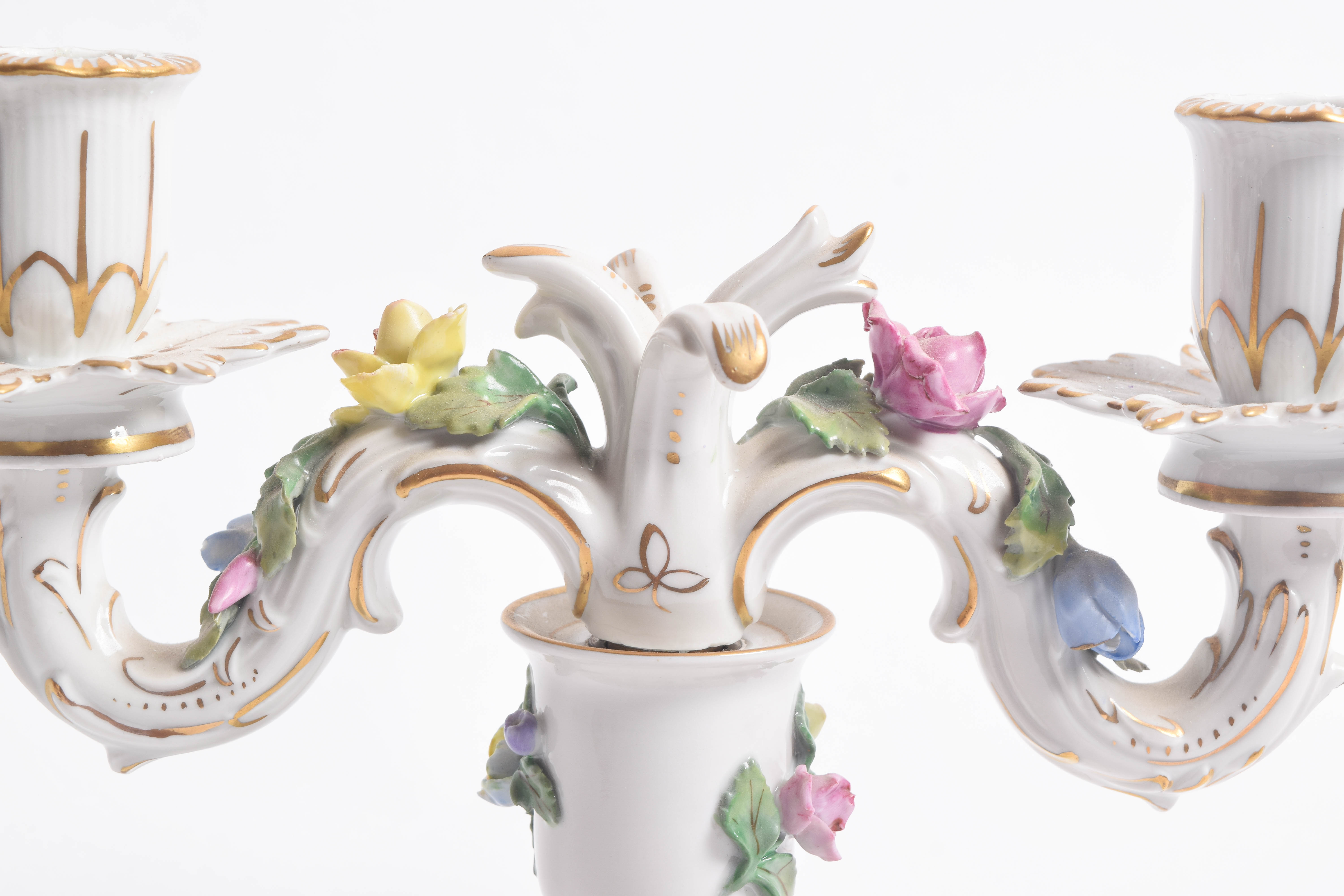 Carl Thieme Dresden Porcelain Candelabras
