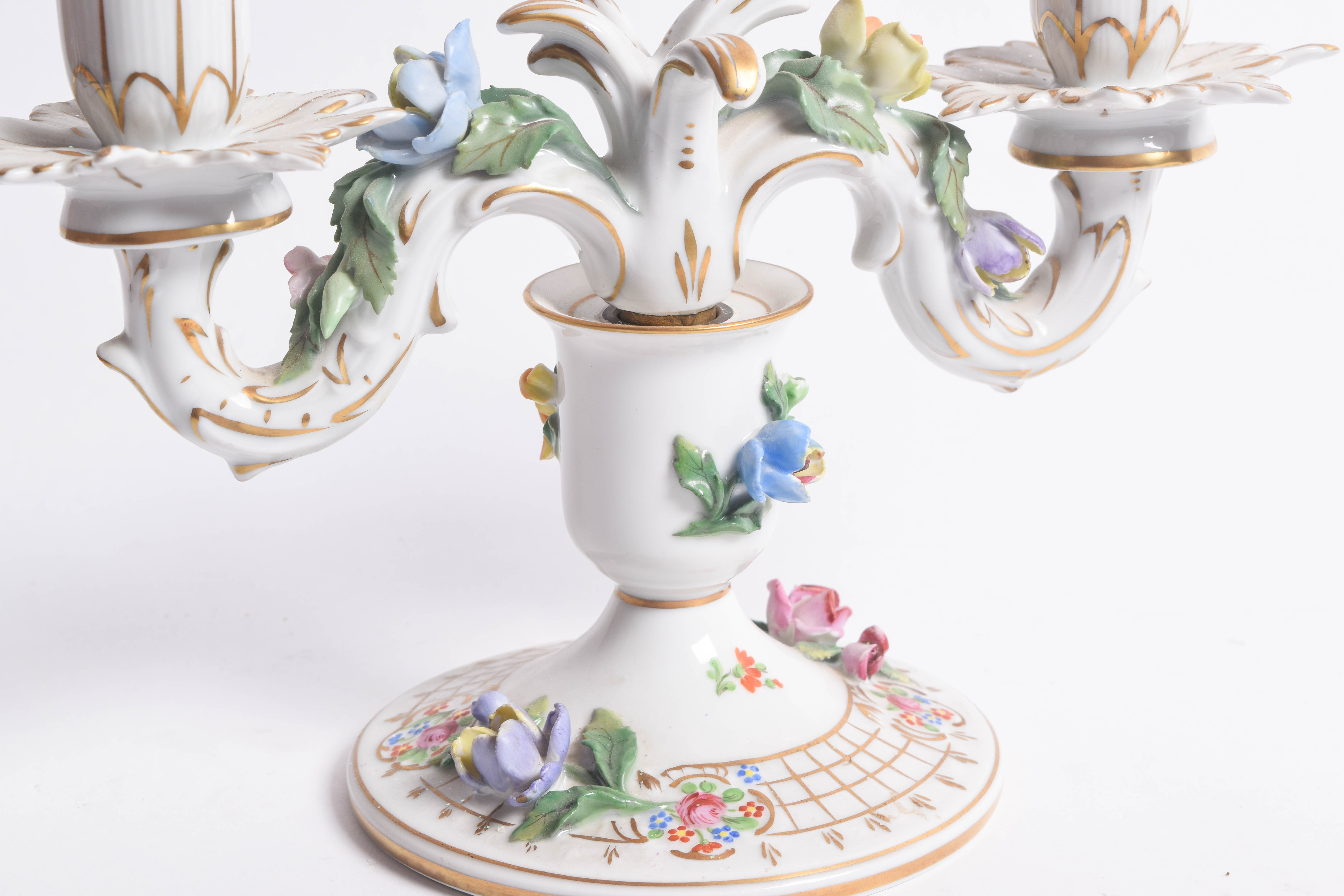 Carl Thieme Dresden Porcelain Candelabras