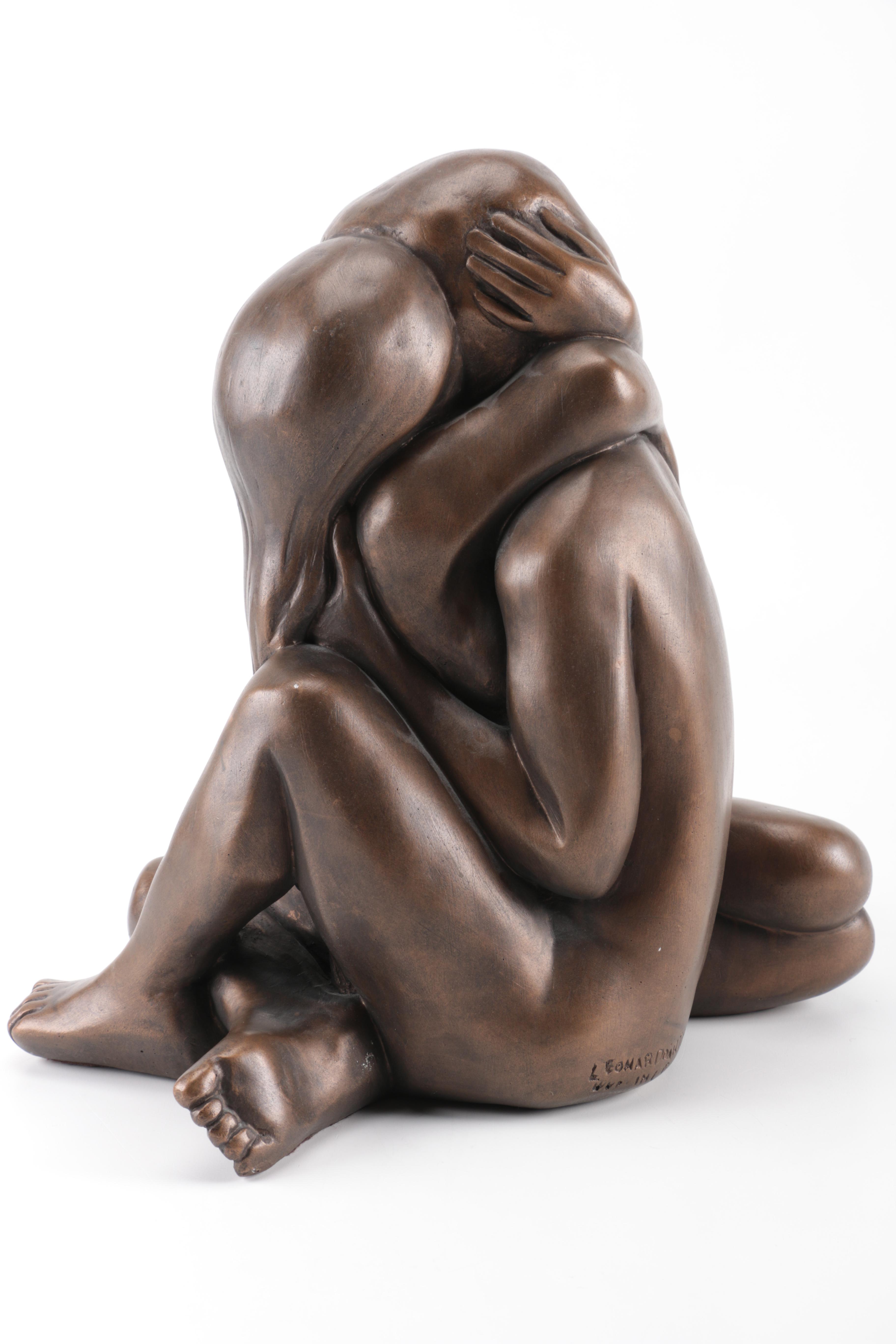 1968 Leonardo Art Chalkware Sculpture After Arnold Bergere's Embracing Figures