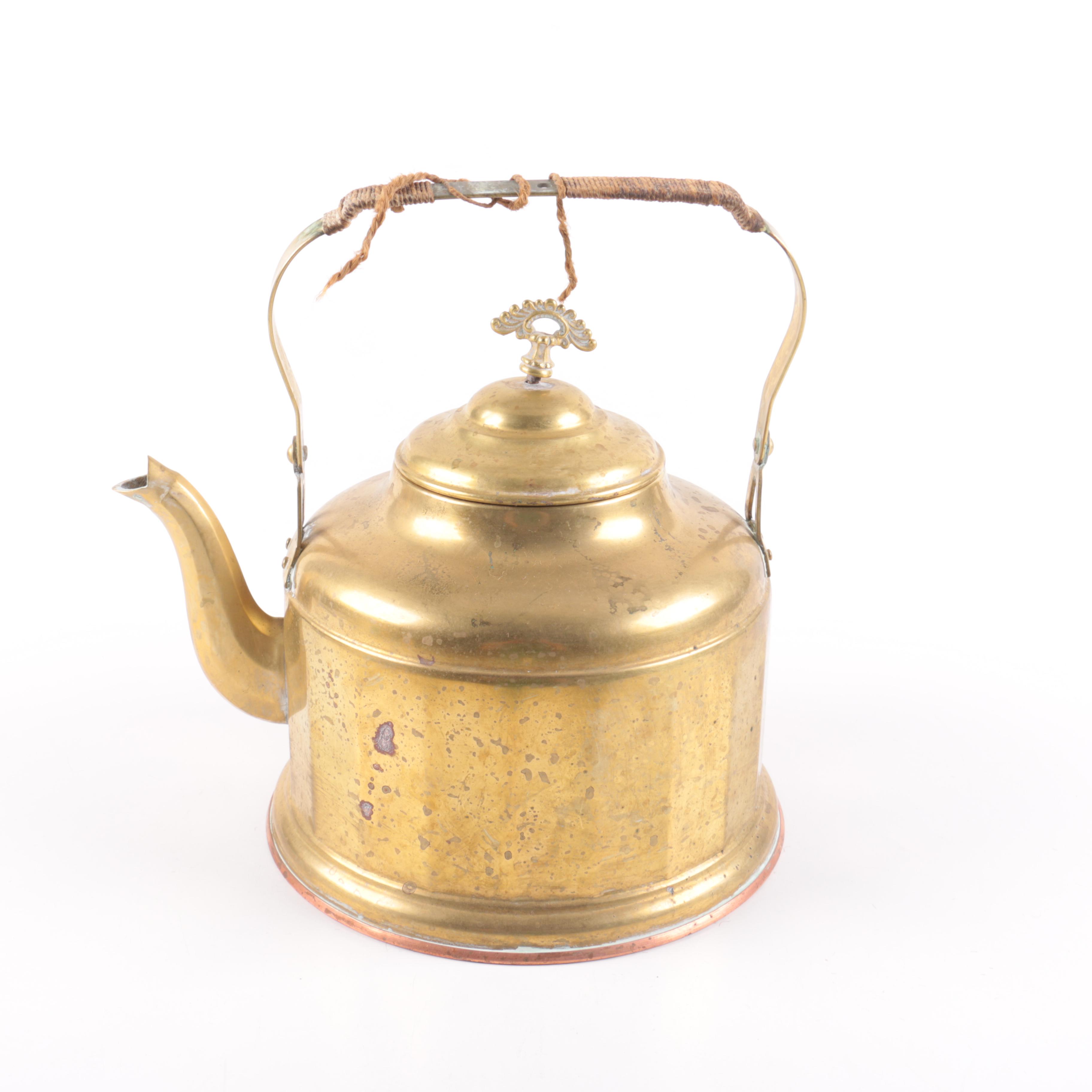 German Copper Bottomed Brass Tea Kettle