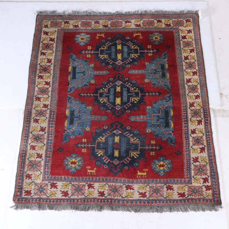 Hand-Knotted Kazak Area Rug