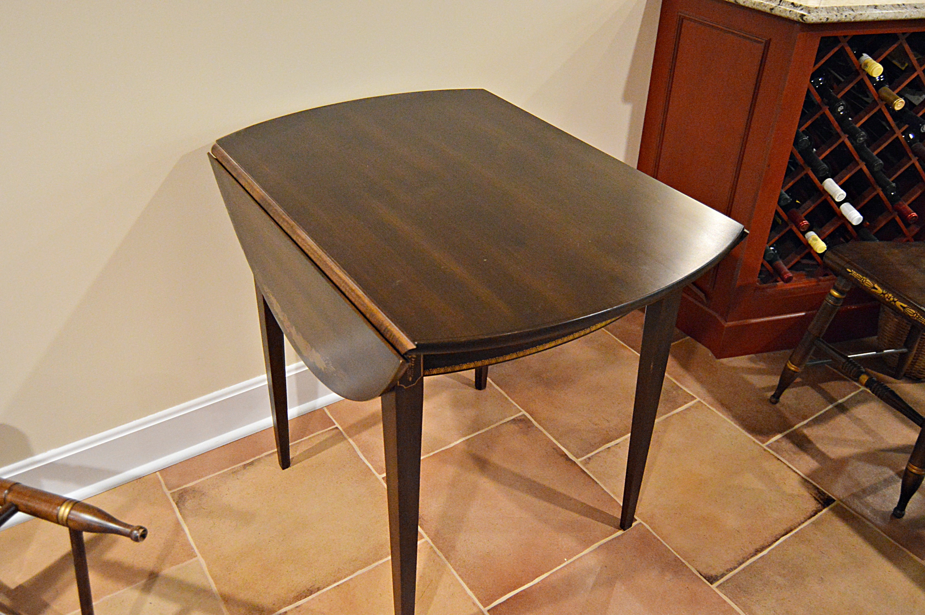 Stencil-Decorated Drop-Leaf Table and Four Side Chairs by L. Hitchcock