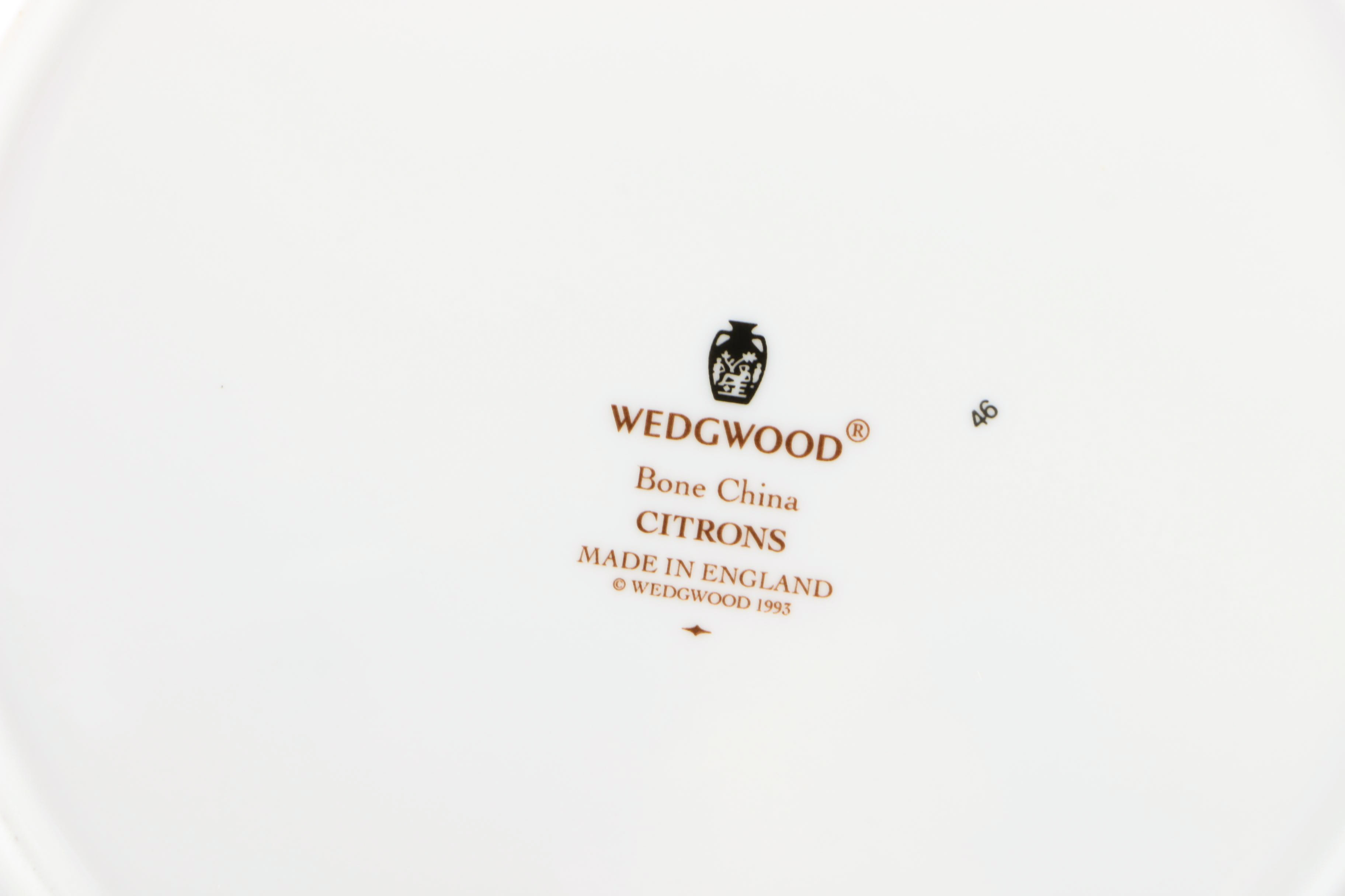 Wedgwood "Citrons" Bone China Service Circa 1993